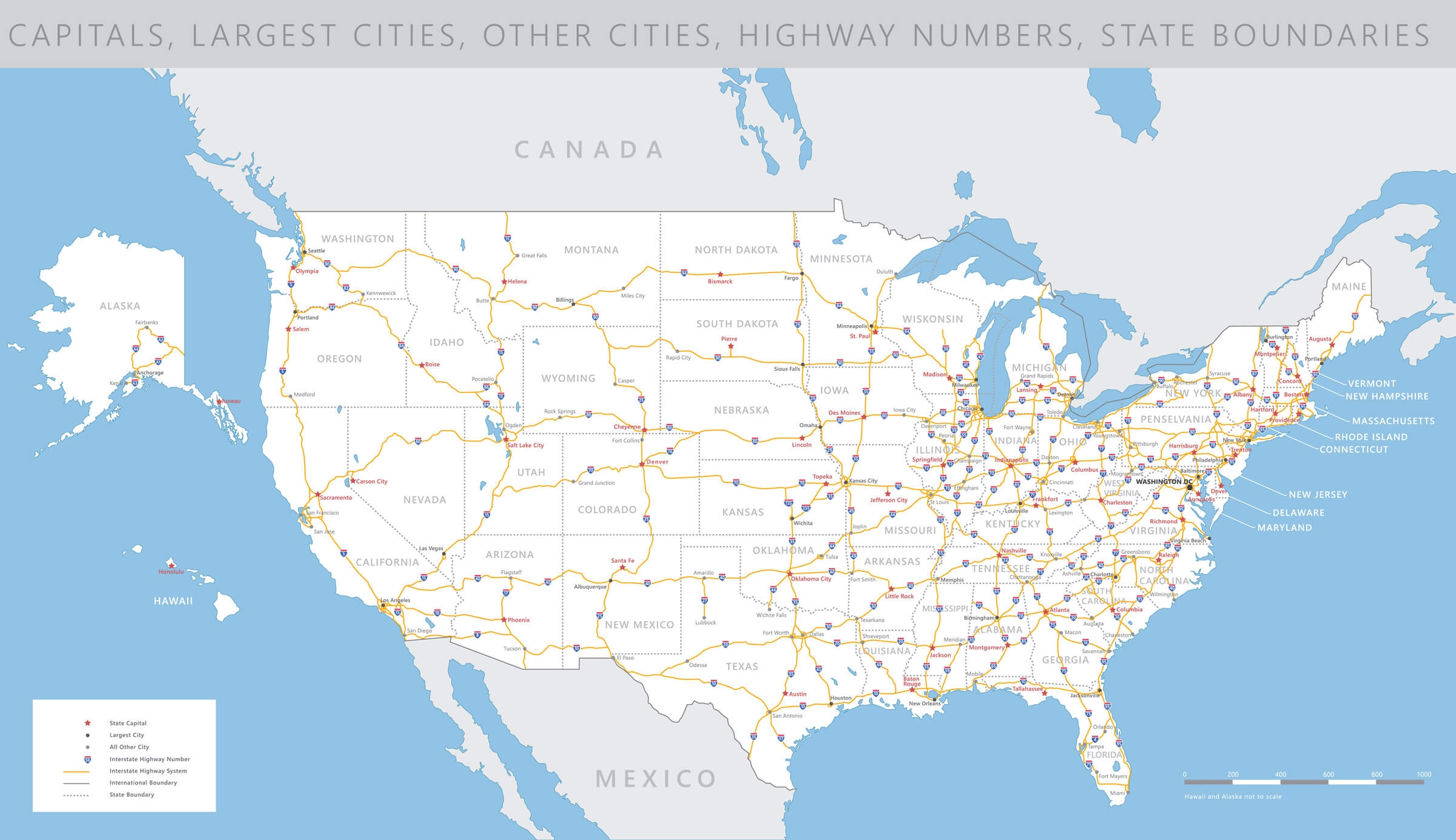 High Detailed United States Of America Road Map