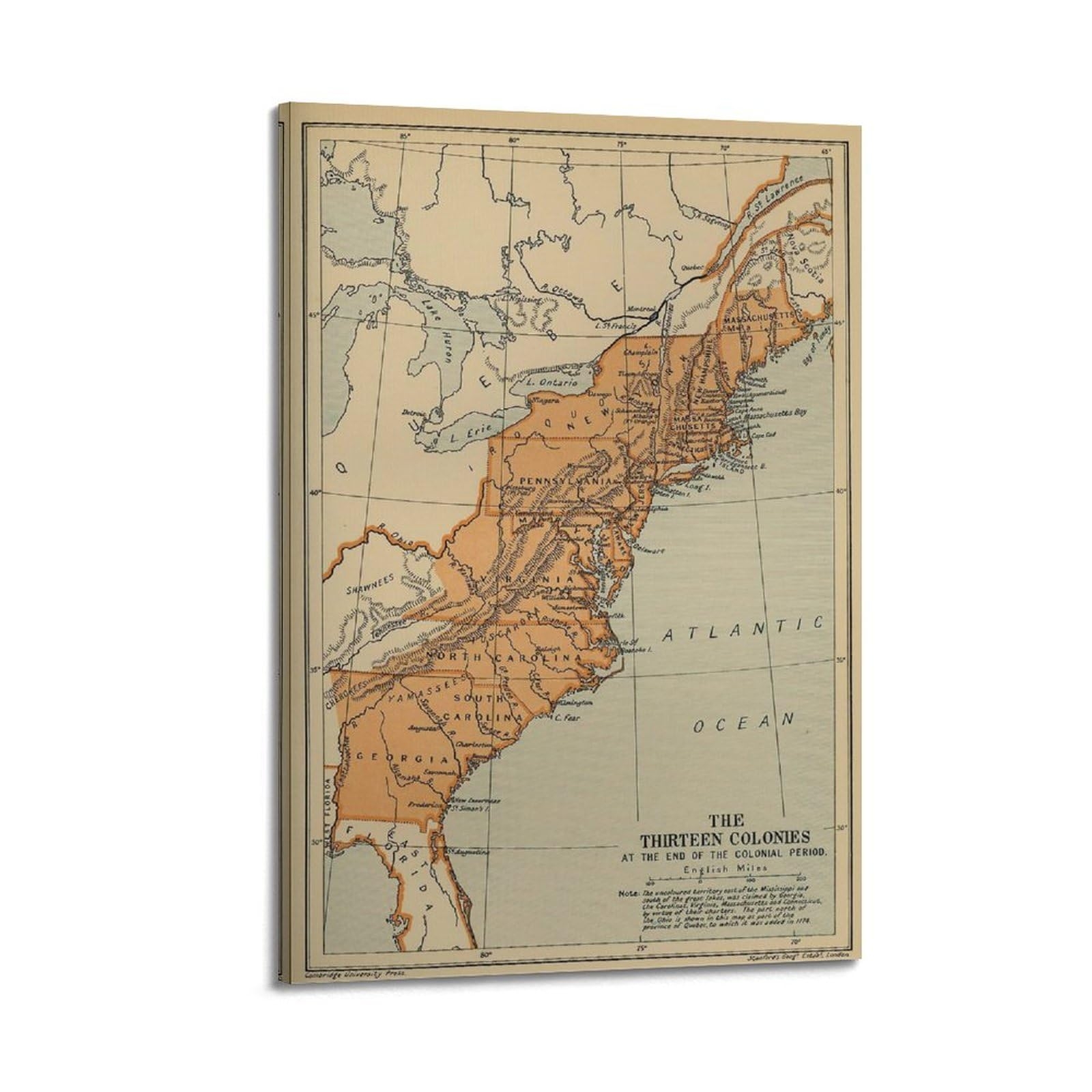 Historical Map Of Thirteen Colonies At The End Of Colonial Era Retro Poster Decorative Painting Canvas Wall Poster And Art Print Modern Family Bedroom Decor Poster 12x18 Inch Amazon de Home 