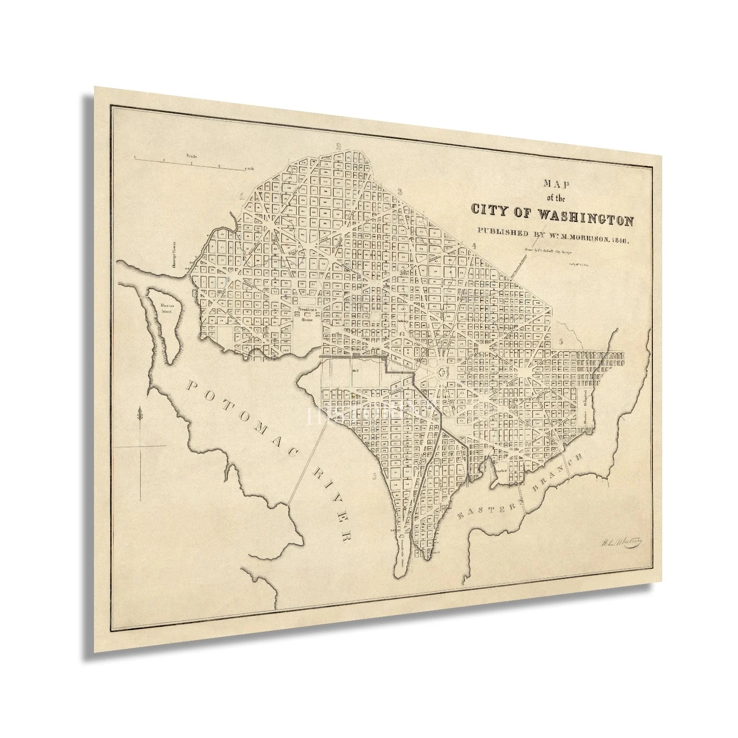 HISTORIX 1840 Map Of Washington DC City Vintage Poster Wall Art Print 18 X 24 Inch Walmart