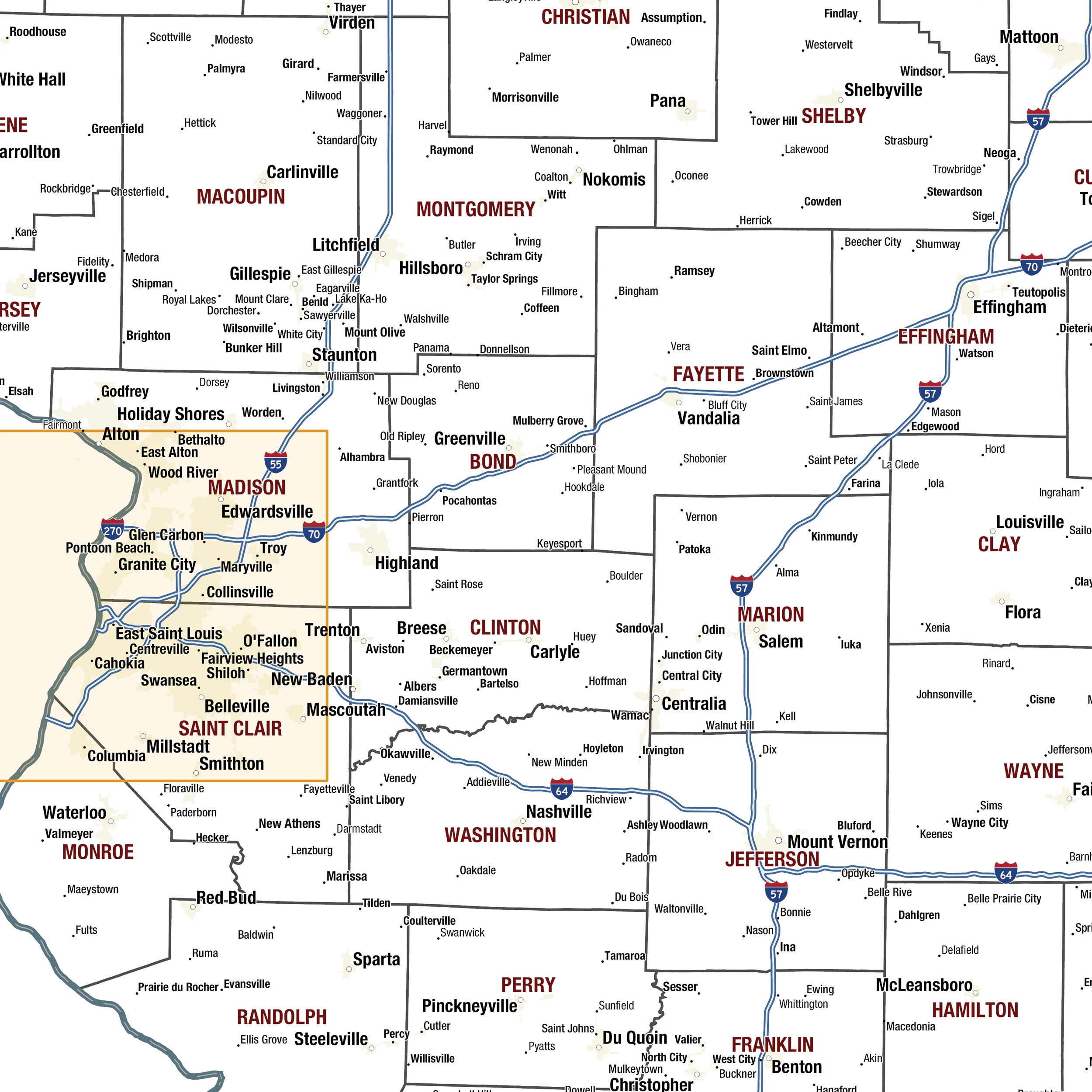 Illinois Territory Planner Wall Map By MapShop The Map Shop