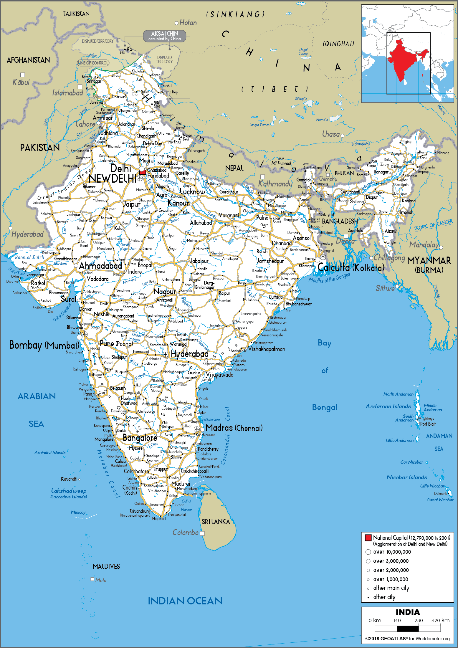 India Map Road Worldometer