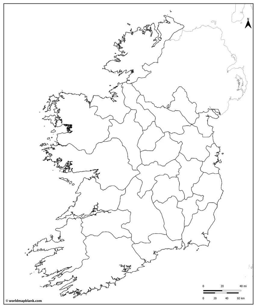Ireland Printable Map