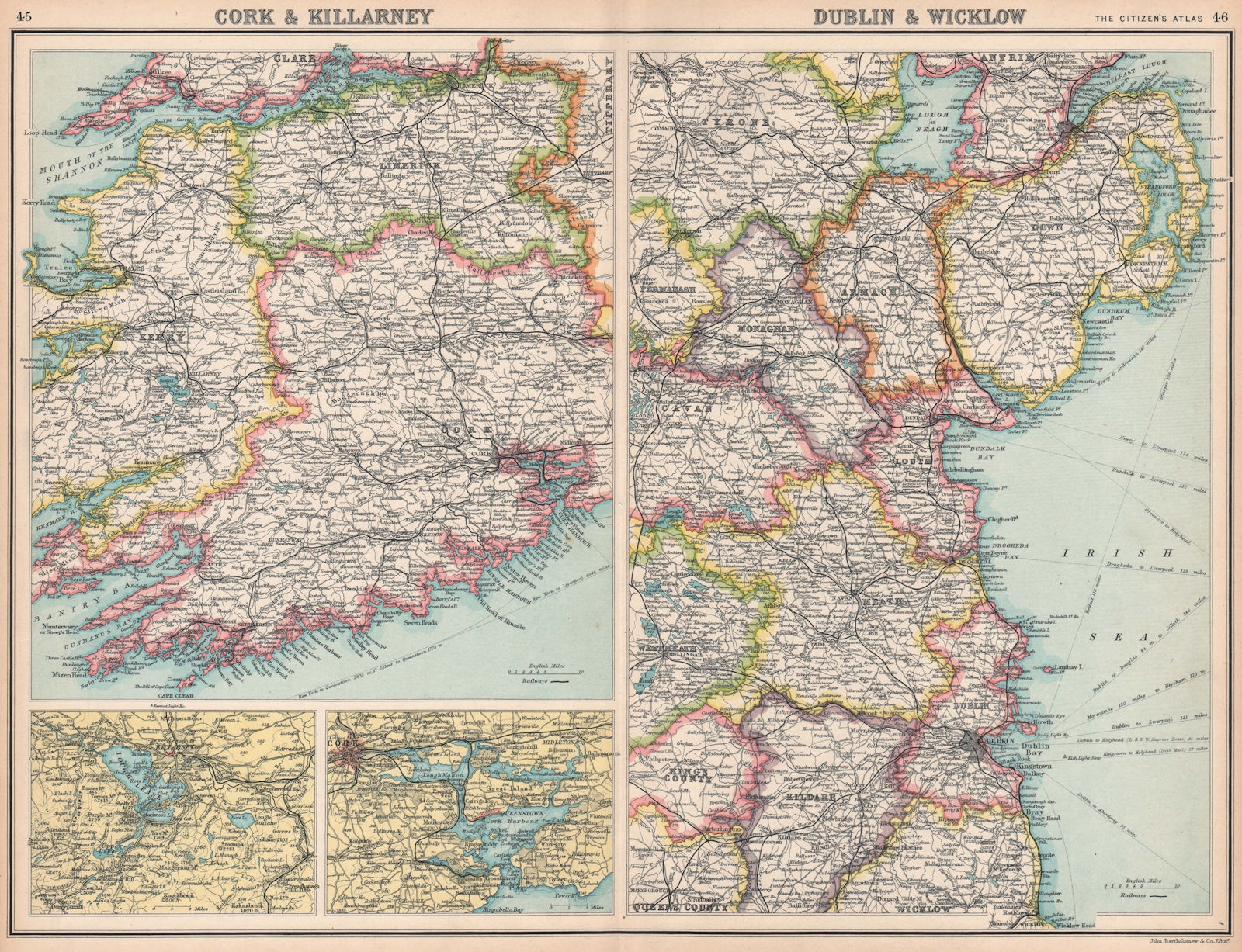 IRELAND Cork Killarney Dublin Wicklow Kerry Limerick Kildare Offaly 1901 Map