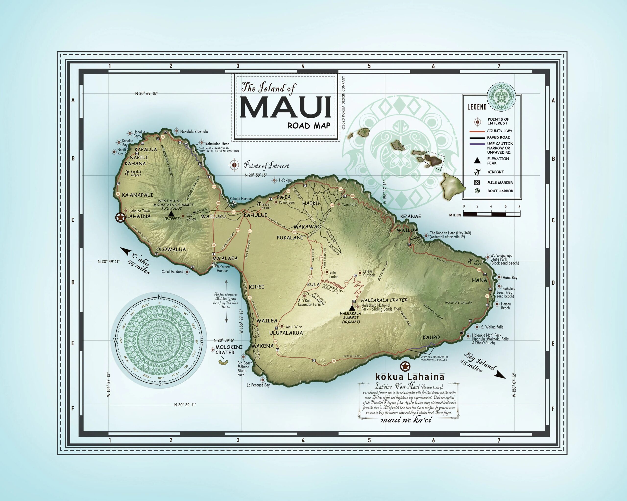 Island Of Maui atlas Road Map Digital Download Etsy