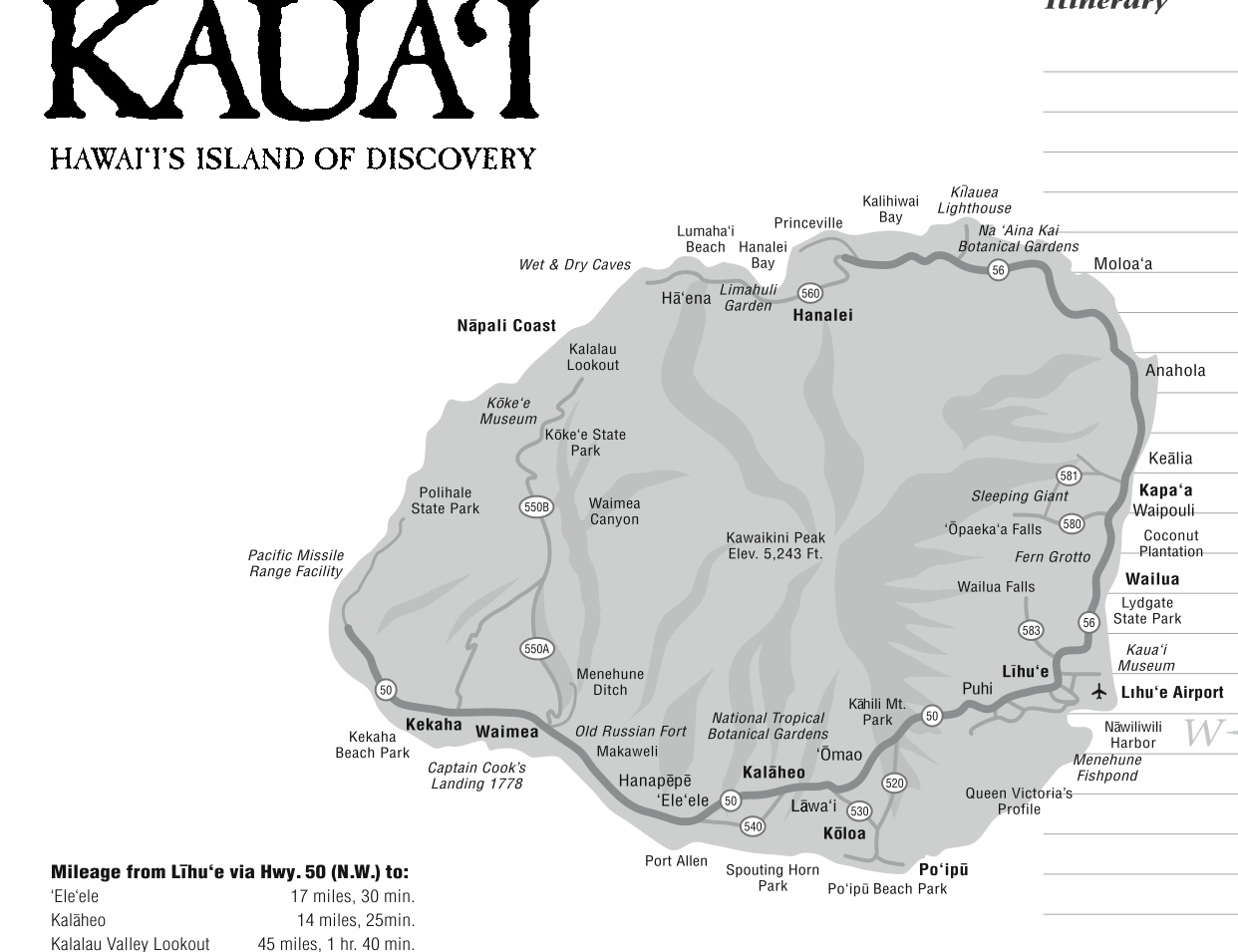 Map Of Kauai Printable