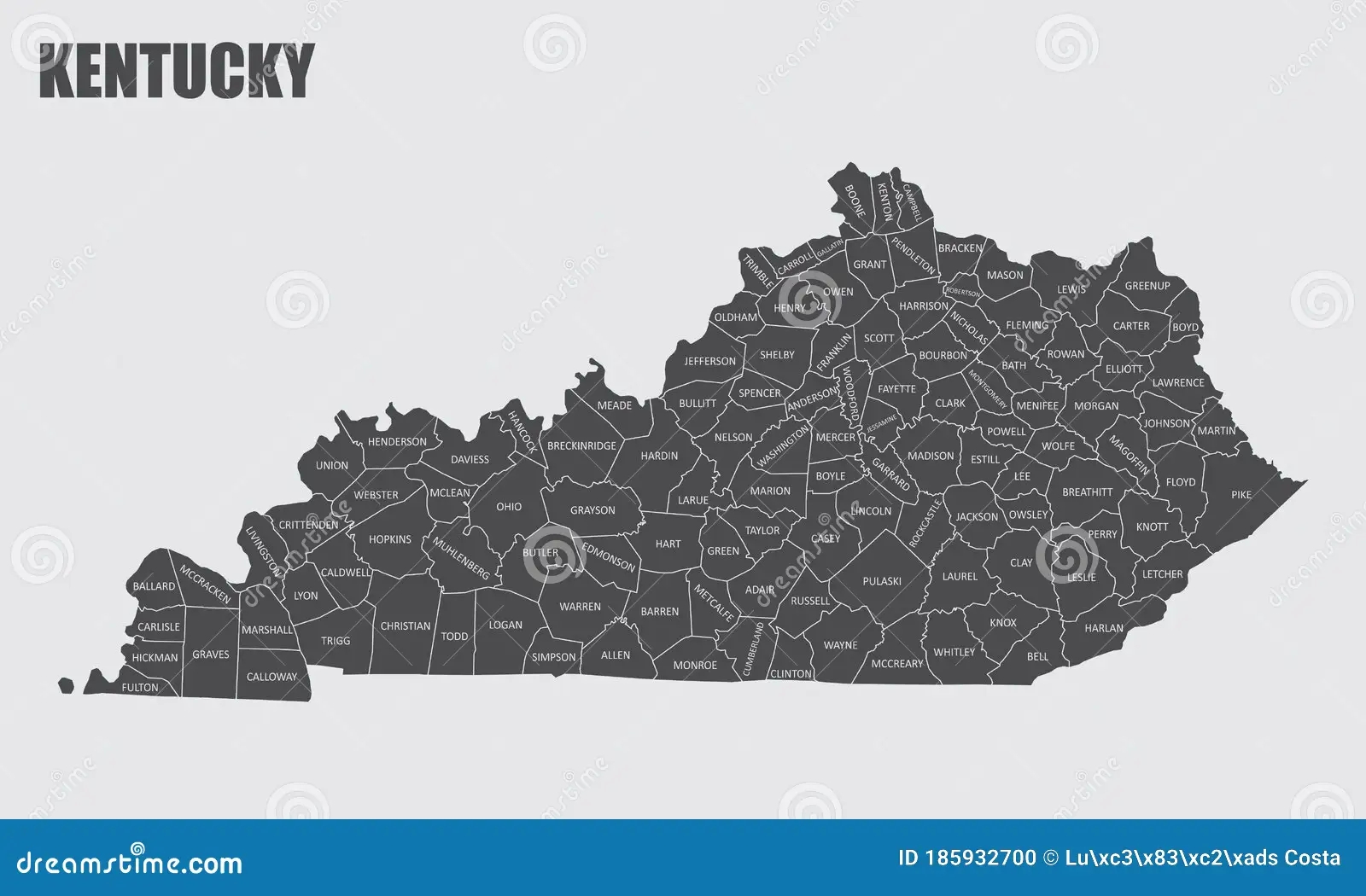 Kentucky County Map Stock Illustration Illustration Of World 185932700