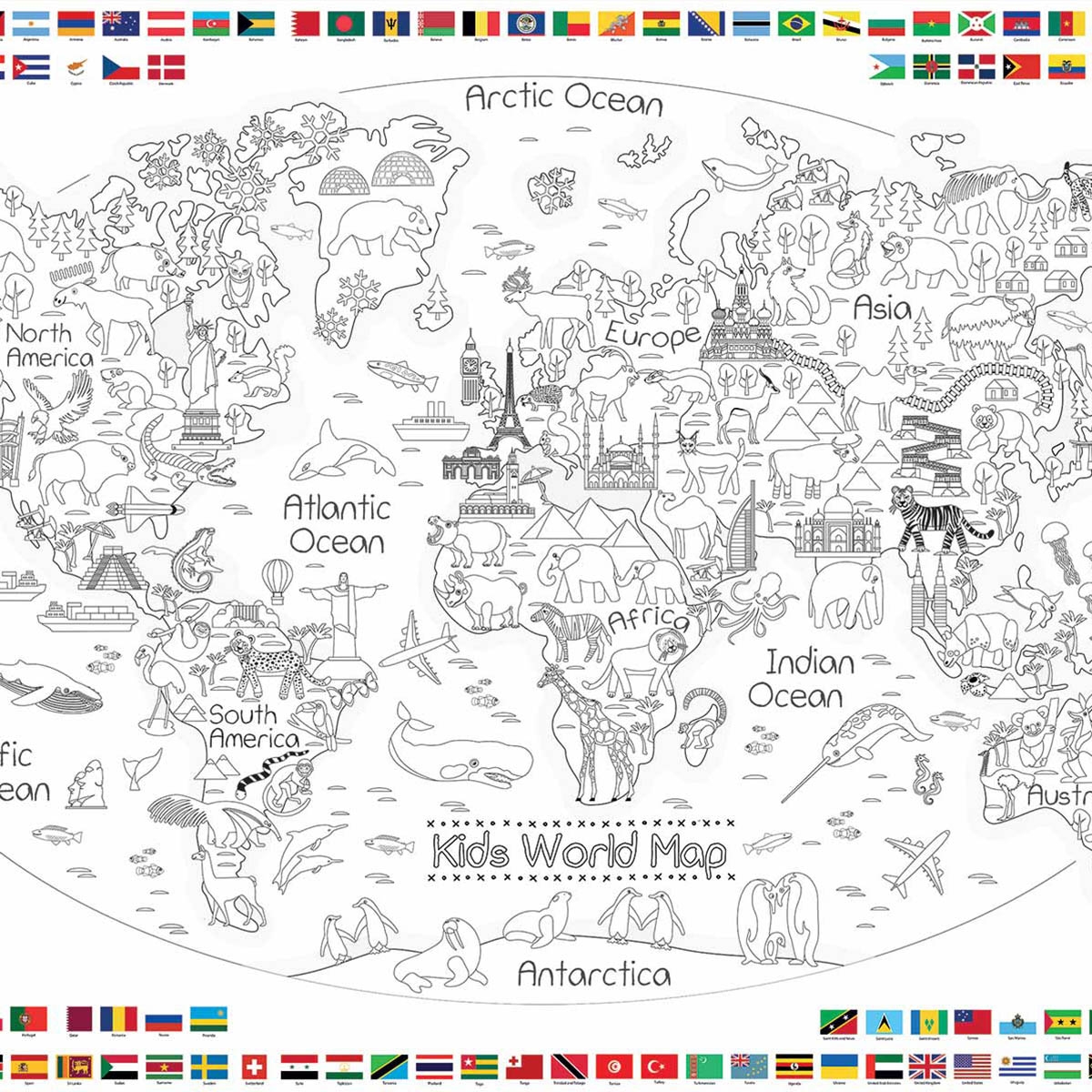 Printable Coloring World Map