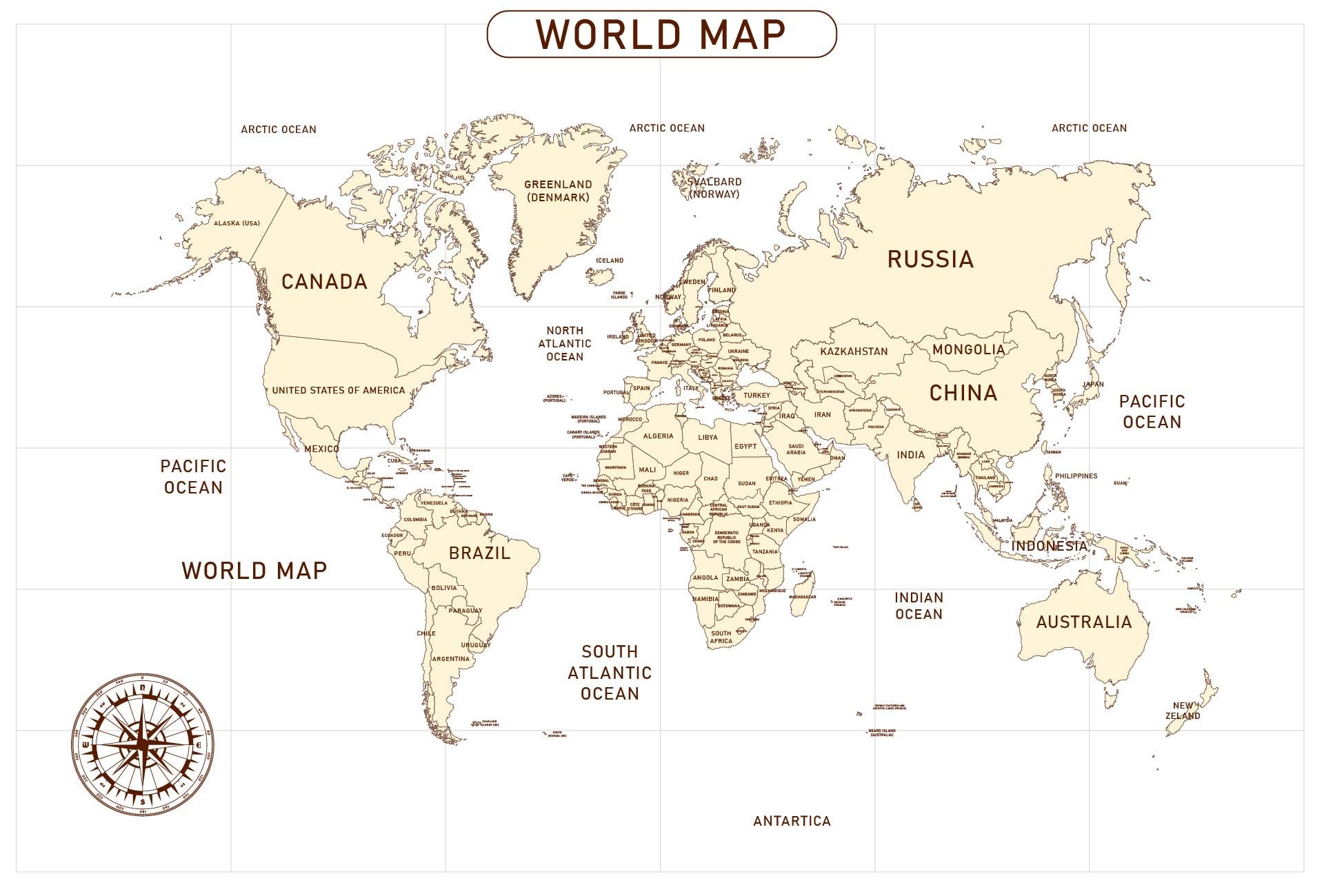 Labeled Map Of World Printable