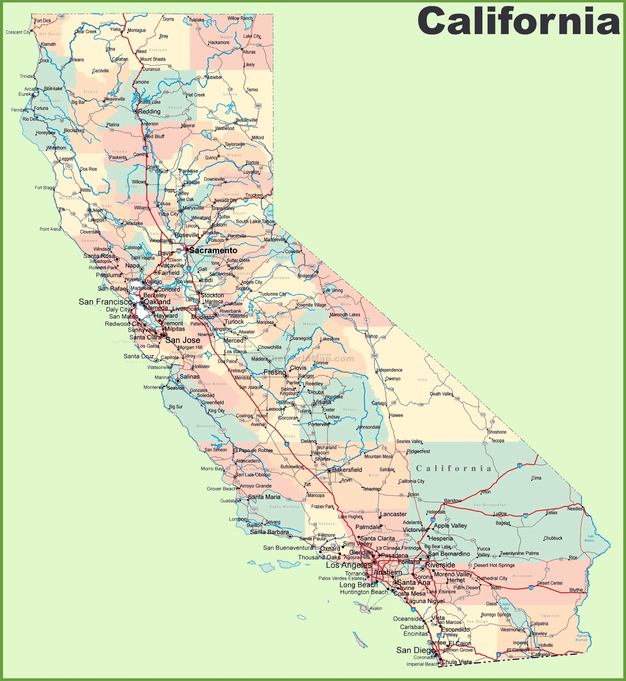 California Printable Map