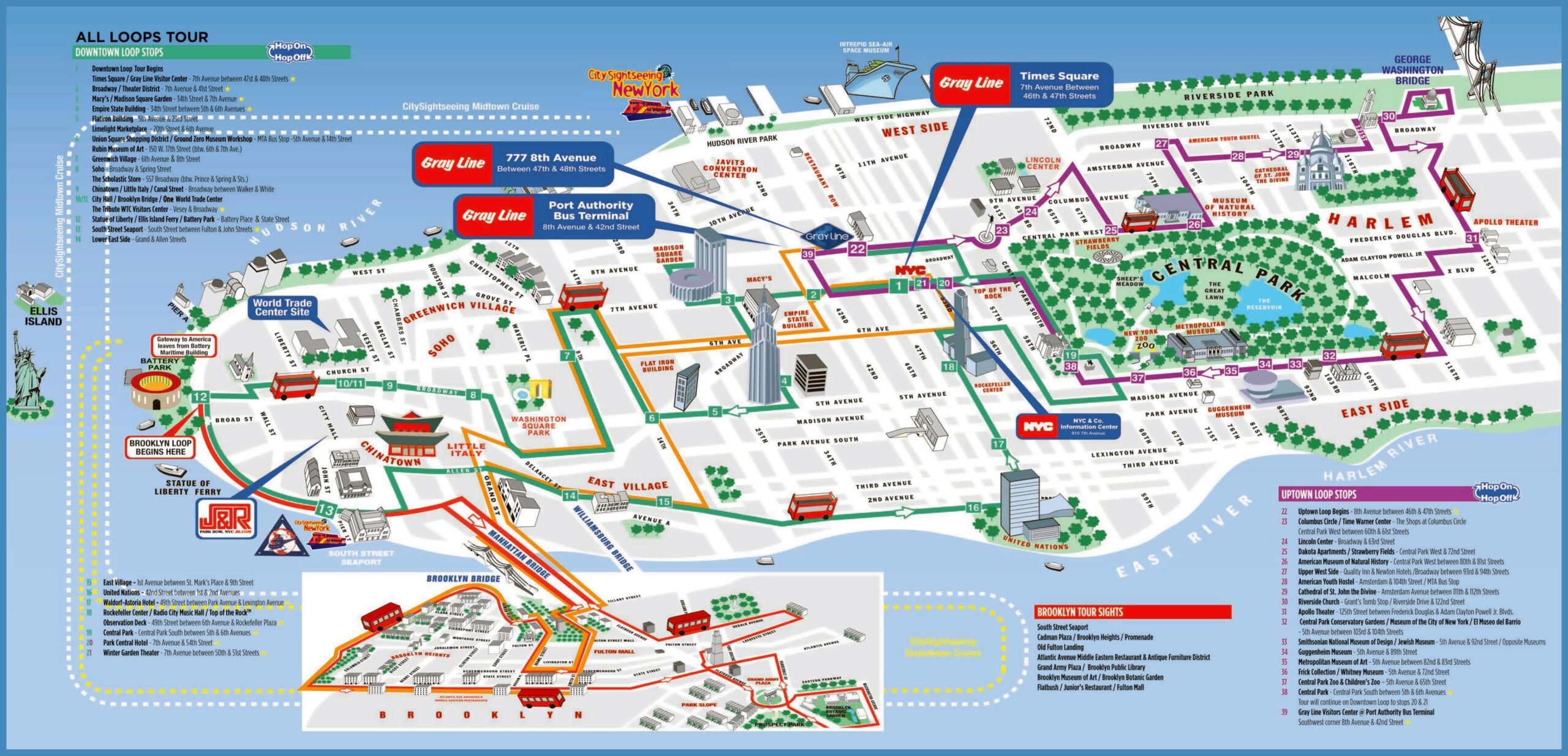 Large Detailed Printable Tourist Attractions Map Of Manhattan New 