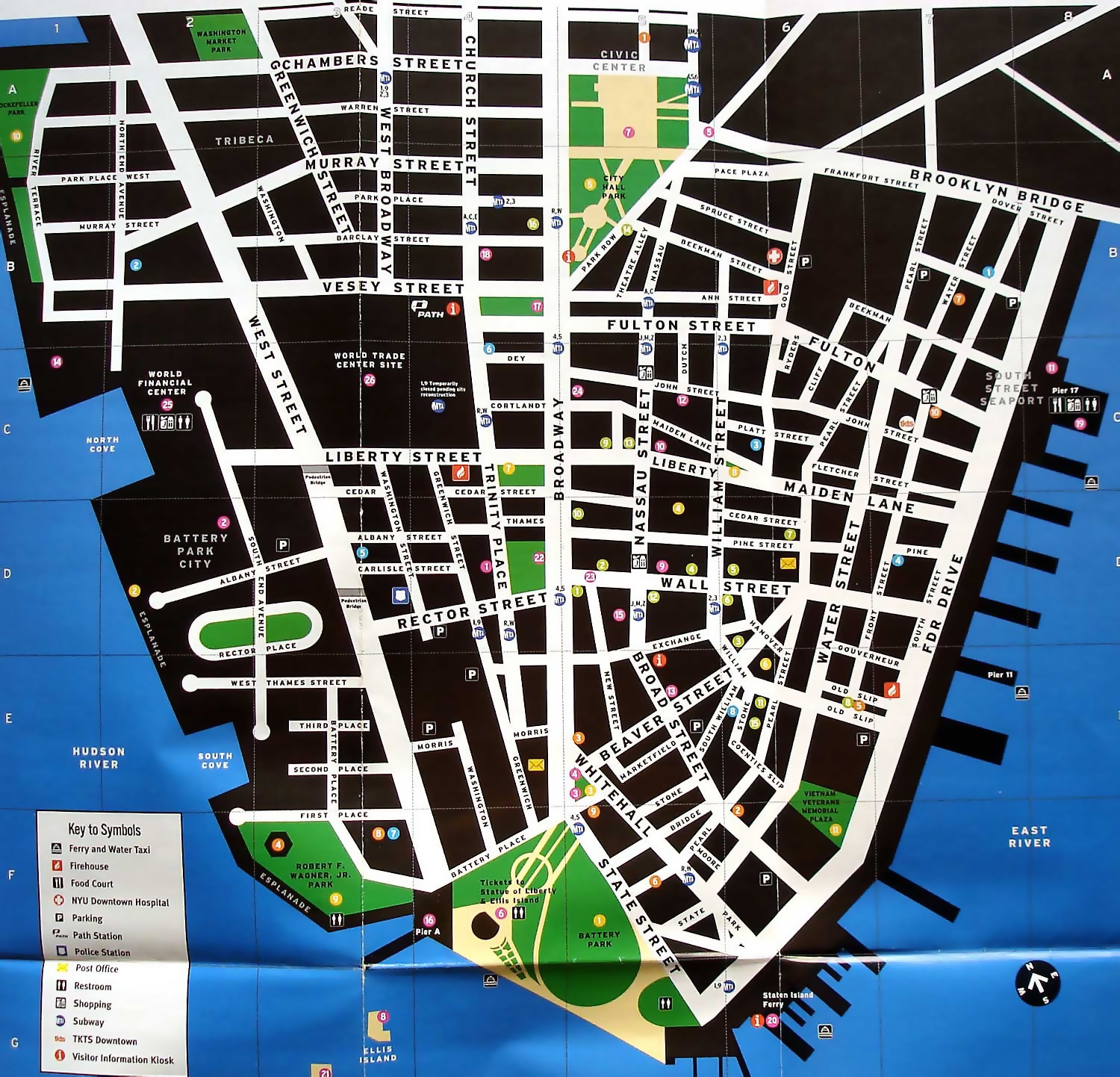 Large Detailed Tourist Map Of Lower Manhattan New York New York State USA Maps Of The USA Maps Collection Of The United States Of America