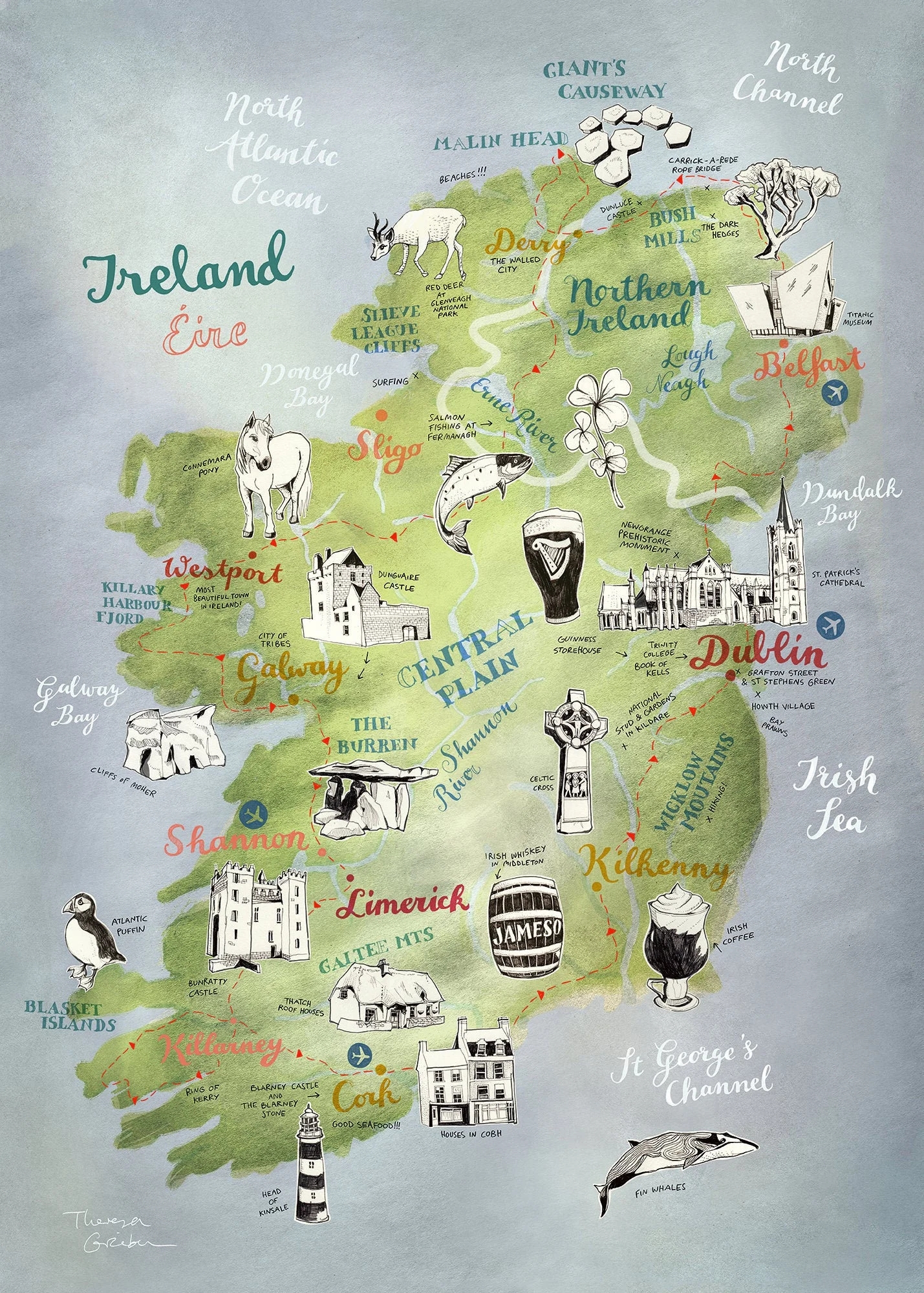 Large Print Ireland Map Ireland Poster Large Ireland Art Saint 