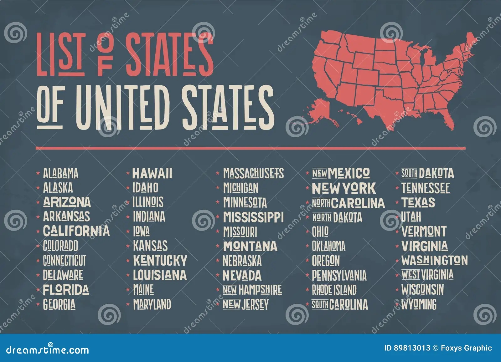 Map Of Usa With State Names Printable