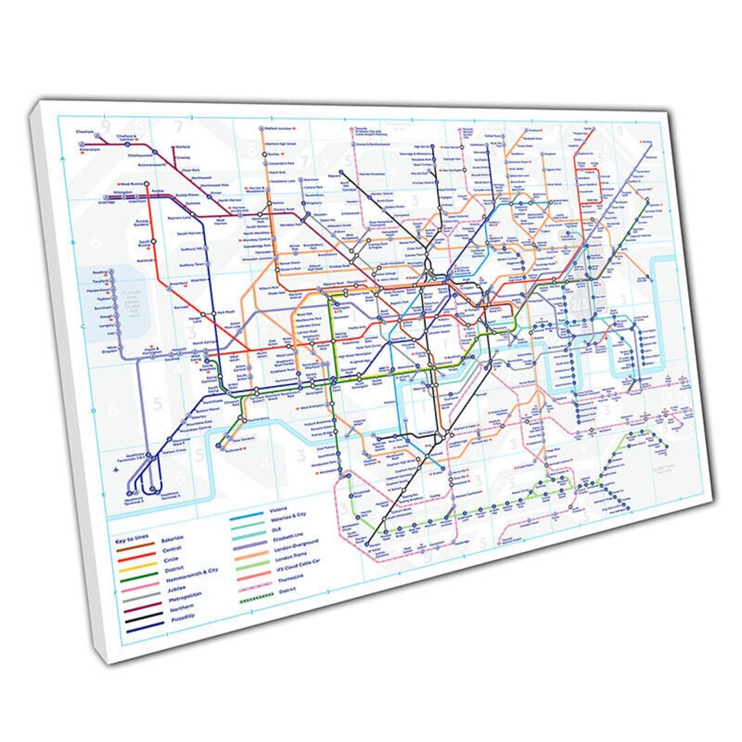 London Underground Tube Map Canvas Print Modern Wall Art Decor For Home Office Etsy UK