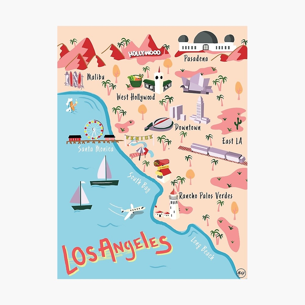 Los Angeles Map Canvas Print For Sale By Kaileycastro Redbubble