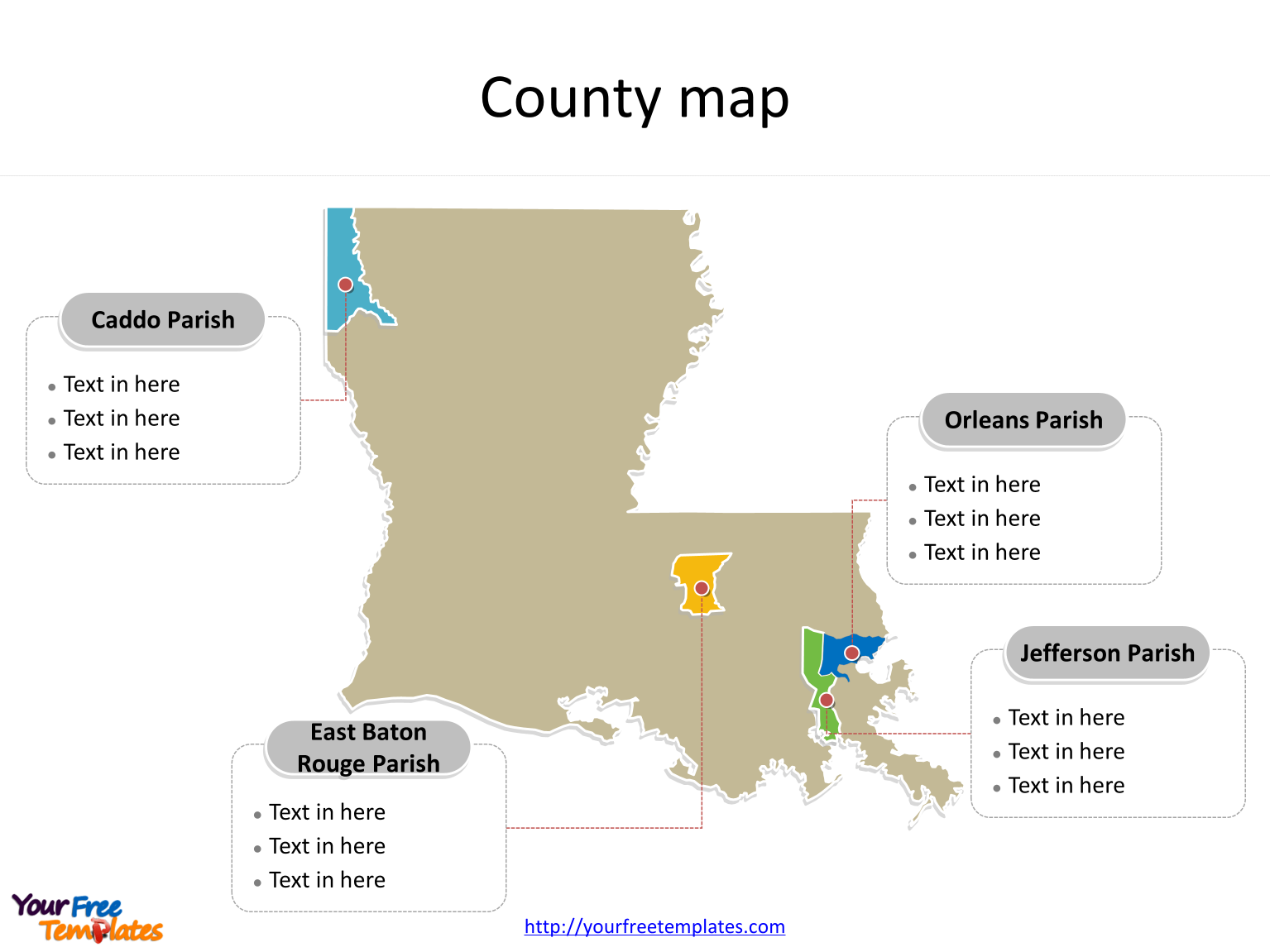 Louisiana Parish Map Free PowerPoint Template