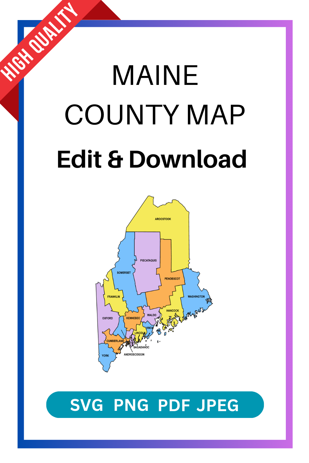 Maine County Map Editable U0026 Printable State County Maps