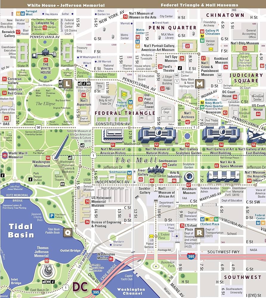 Washington Dc Map Of Attractions Printable Map