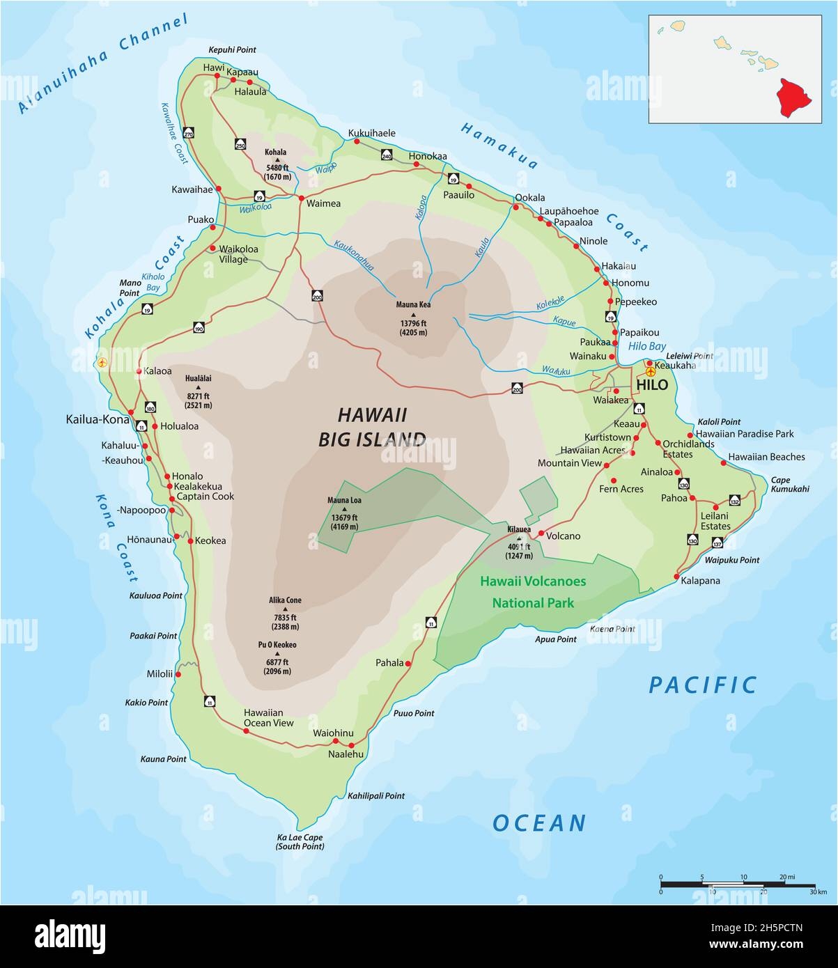 Map Big Island Hawaii Hi res Stock Photography And Images Alamy