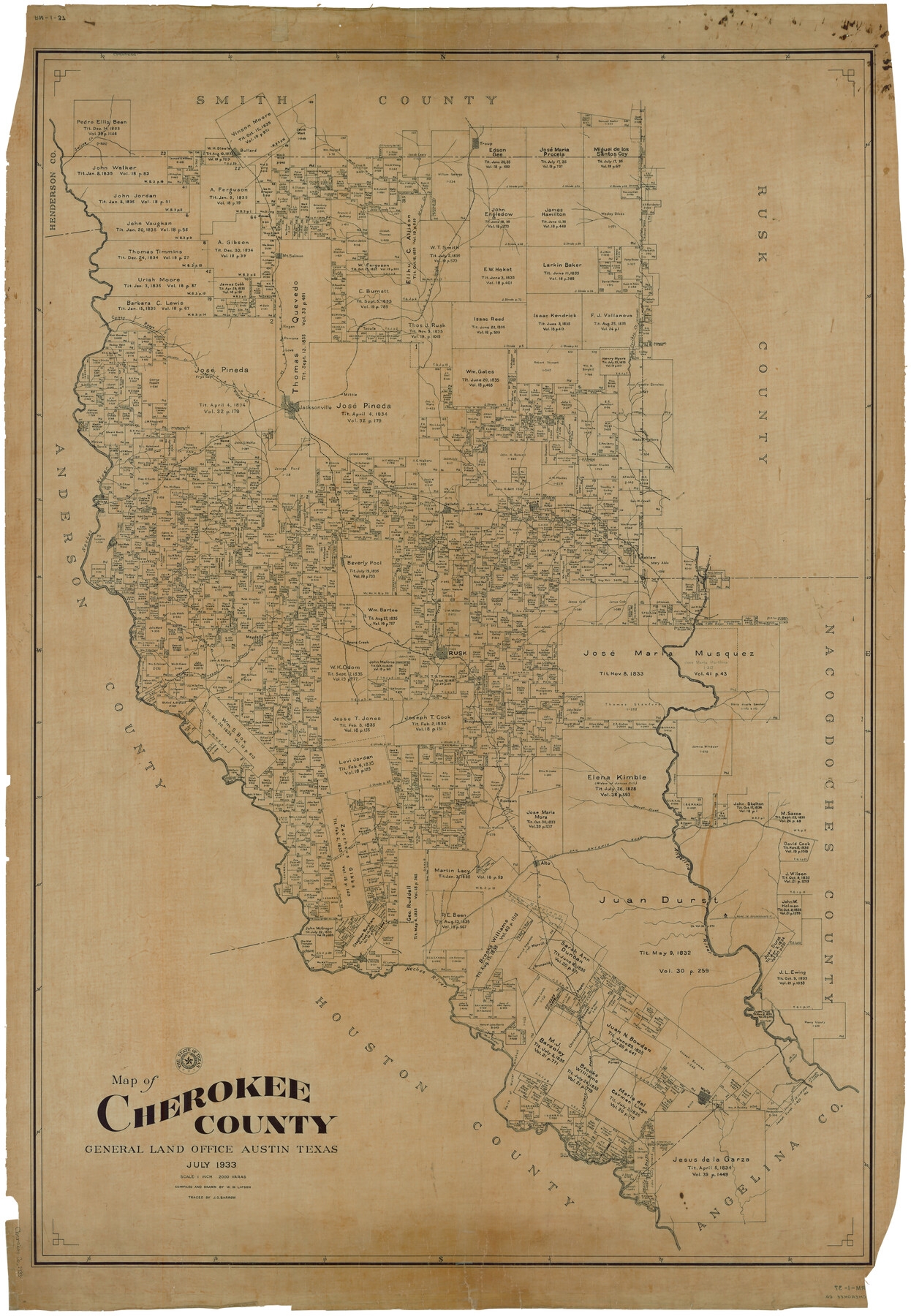 Printable Texas Counties Map