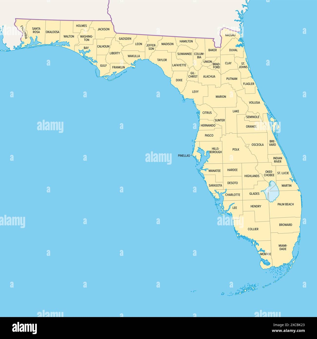 Map Of Florida Counties Hi res Stock Photography And Images Alamy