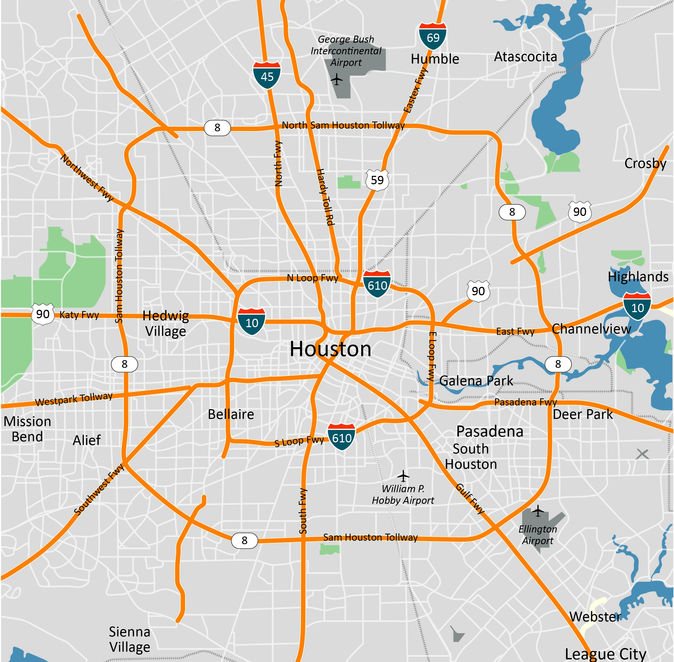 Map Of Houston Road Map Of Houston Satellite Images Of Houston