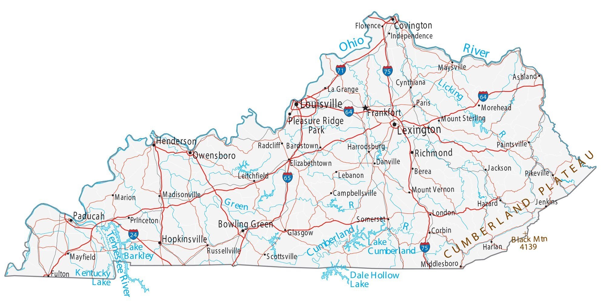 Kentucky Counties Map Printable