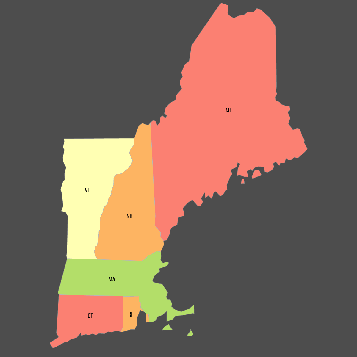 Map Of New England States Ultimaps