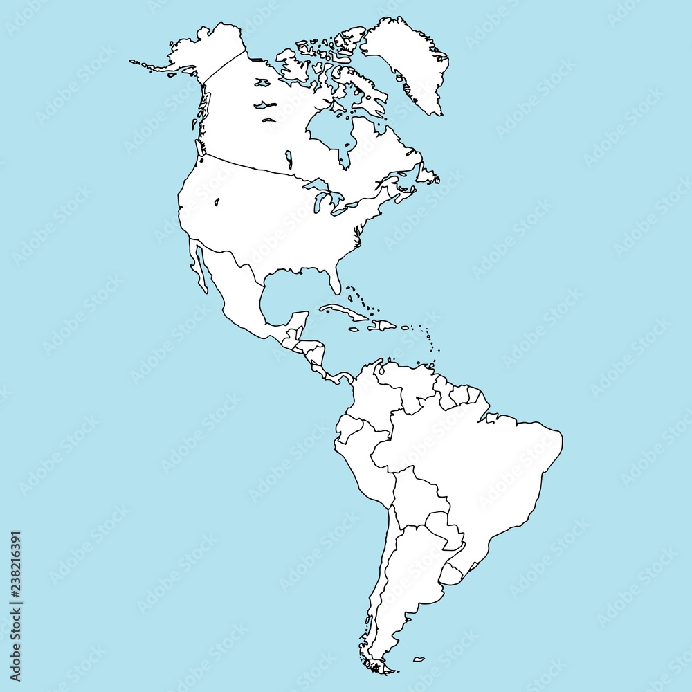 Map Of North And South America Vector Illustration Outline Map Of 
