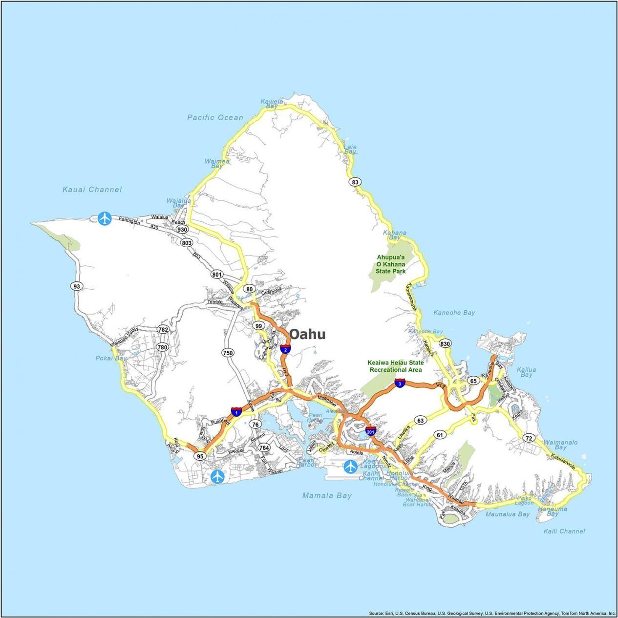 Map Of Oahu Island Hawaii GIS Geography