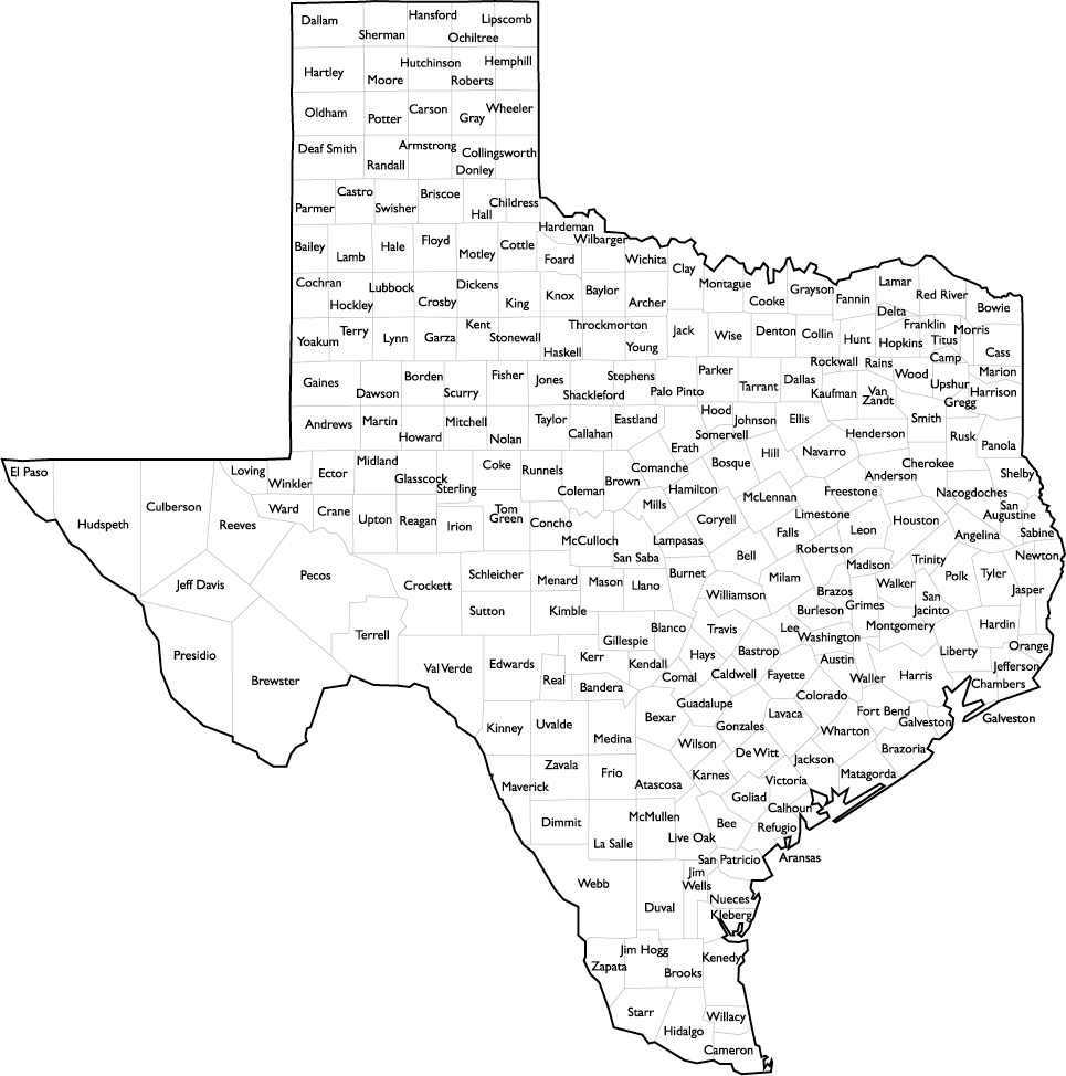 Map Of Texas Counties