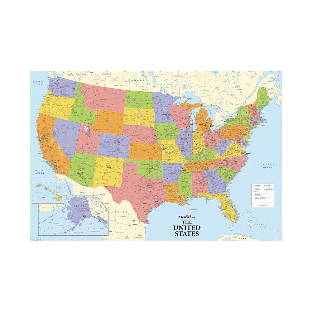 MAP OF THE UNITED STATES AMERICA LARGE POSTER PRINT SIZE 59 39in EBay