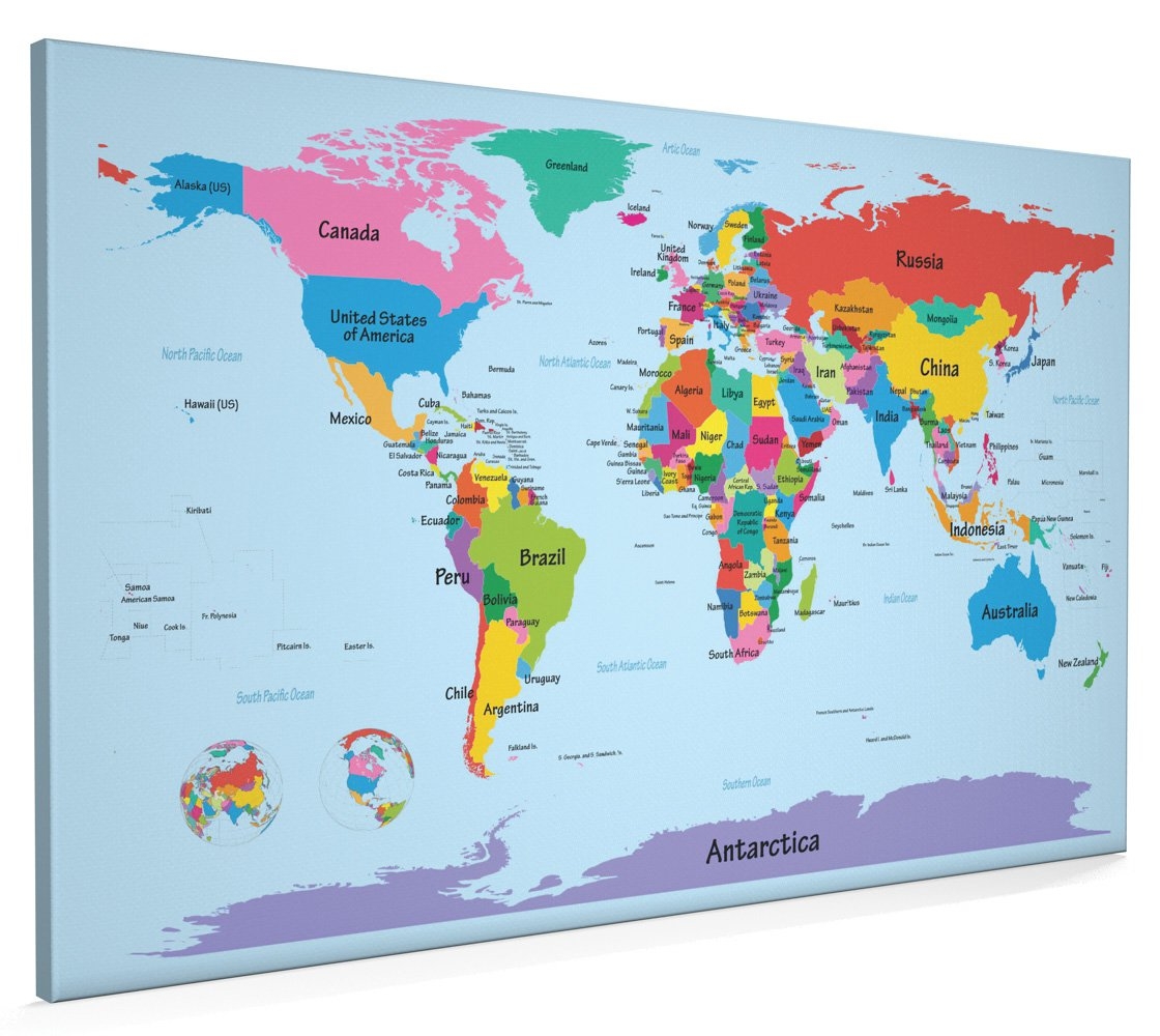 Map Of The World Map With Big Text For Kids Canvas Art Print 22x34 Inch A1 901 Amazon co uk Stationery U0026 Office Supplies