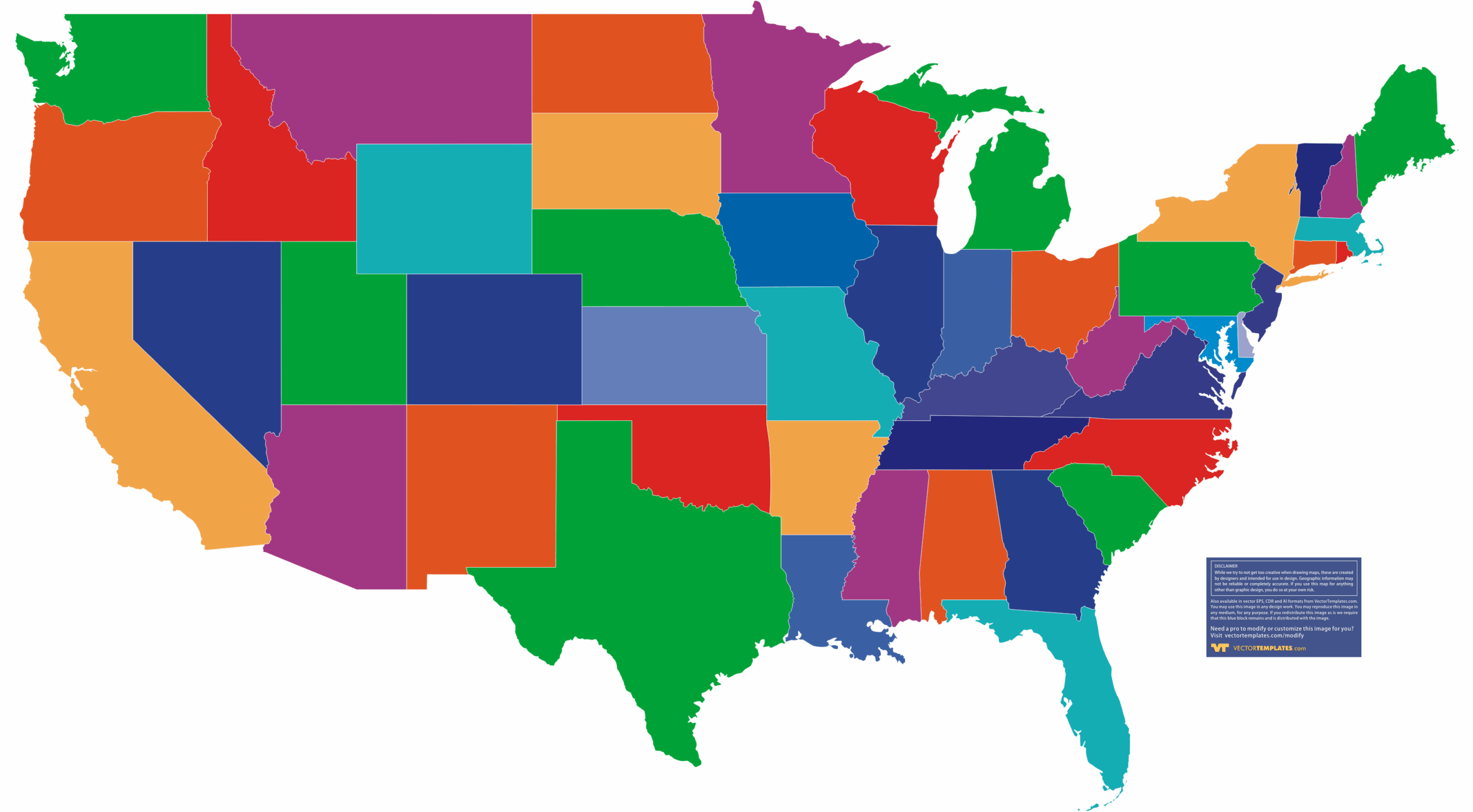 Printable Map Of Usa States