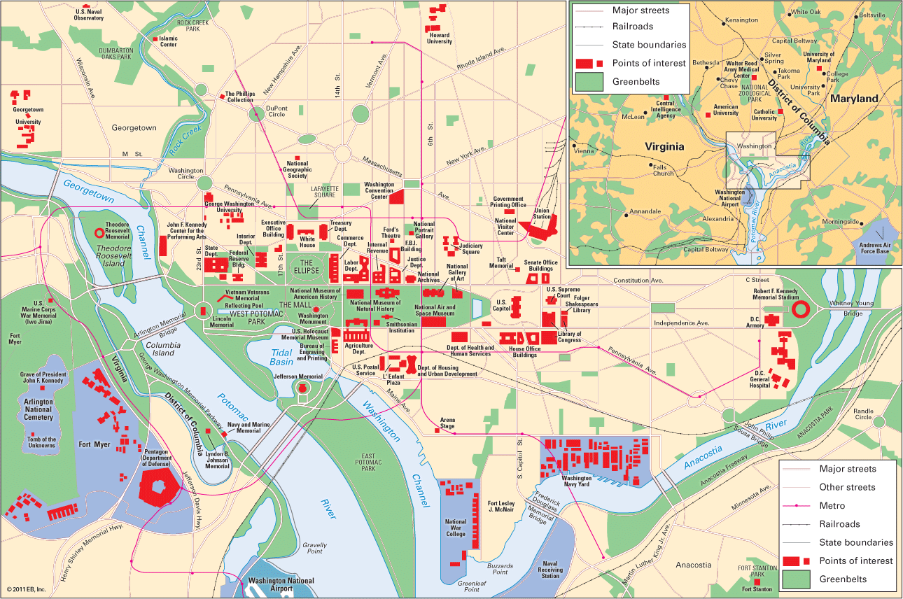 Map Of Washington D C Students Britannica Kids Homework Help