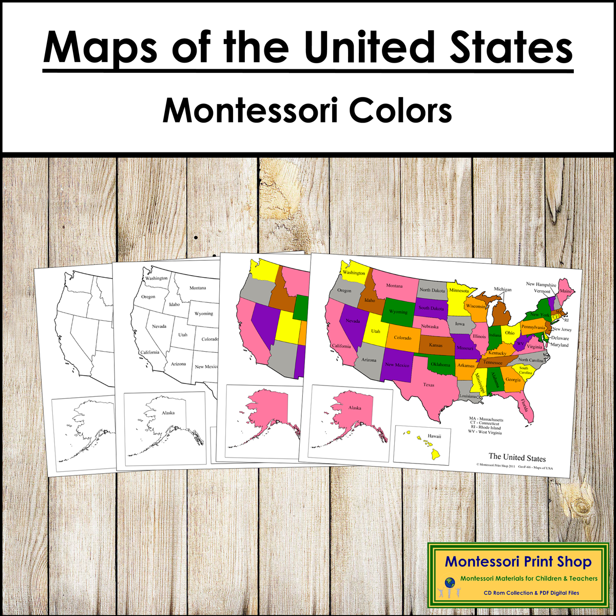 Maps Of The United States Of America Montessori Color code Made By Teachers