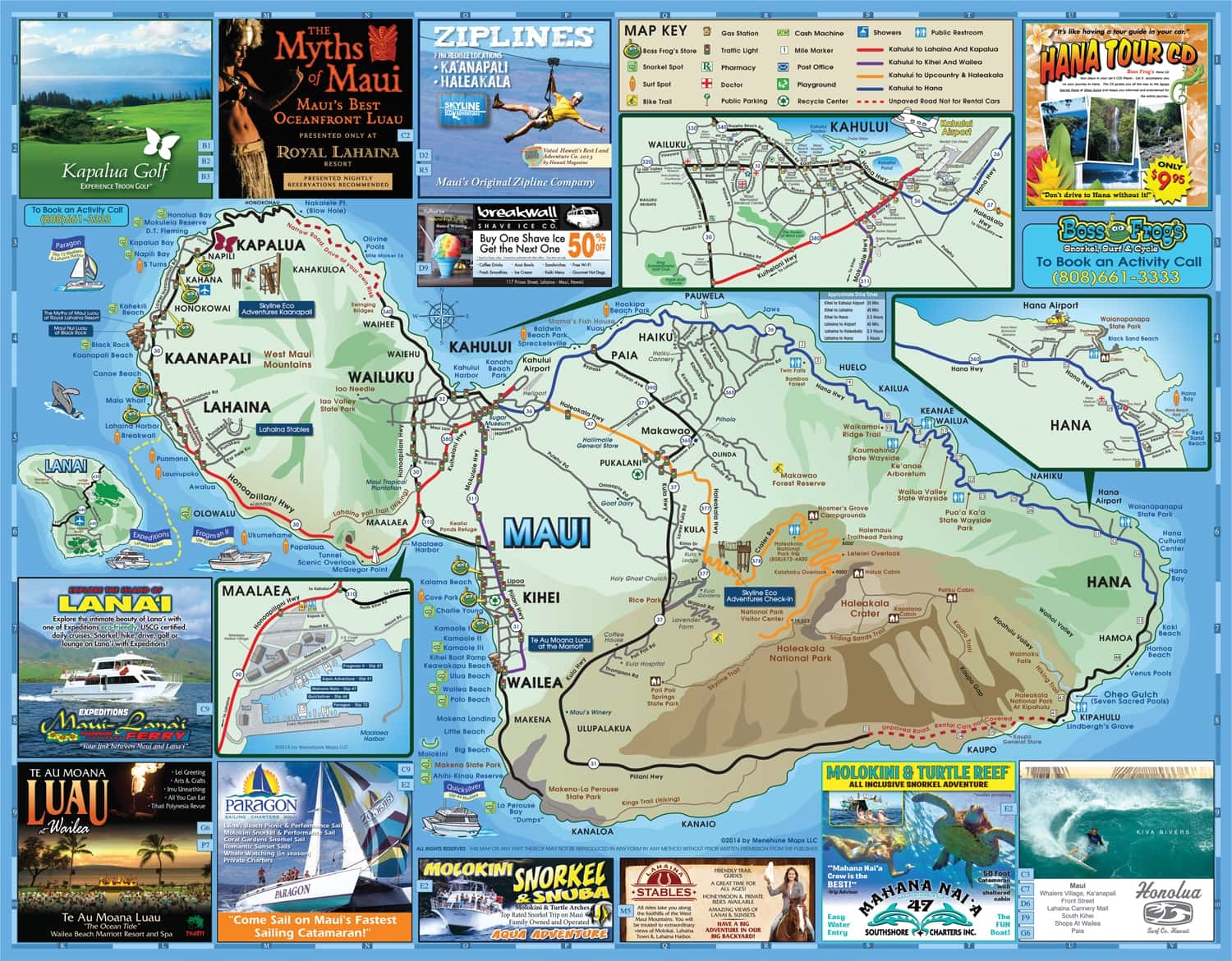 Maui Kauai And Big Island Maps Boss Frog s Hawaii