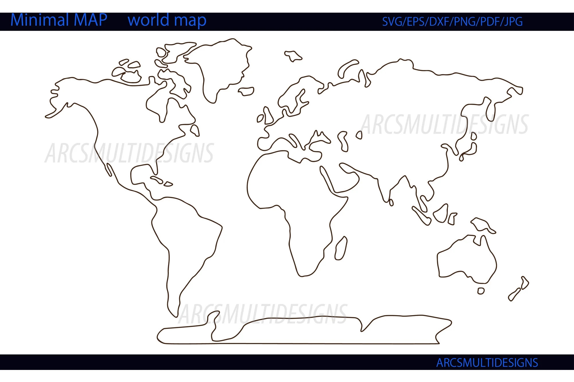 Minimalist World Map Outline World Map Vector Outline World Map Svg Etsy de