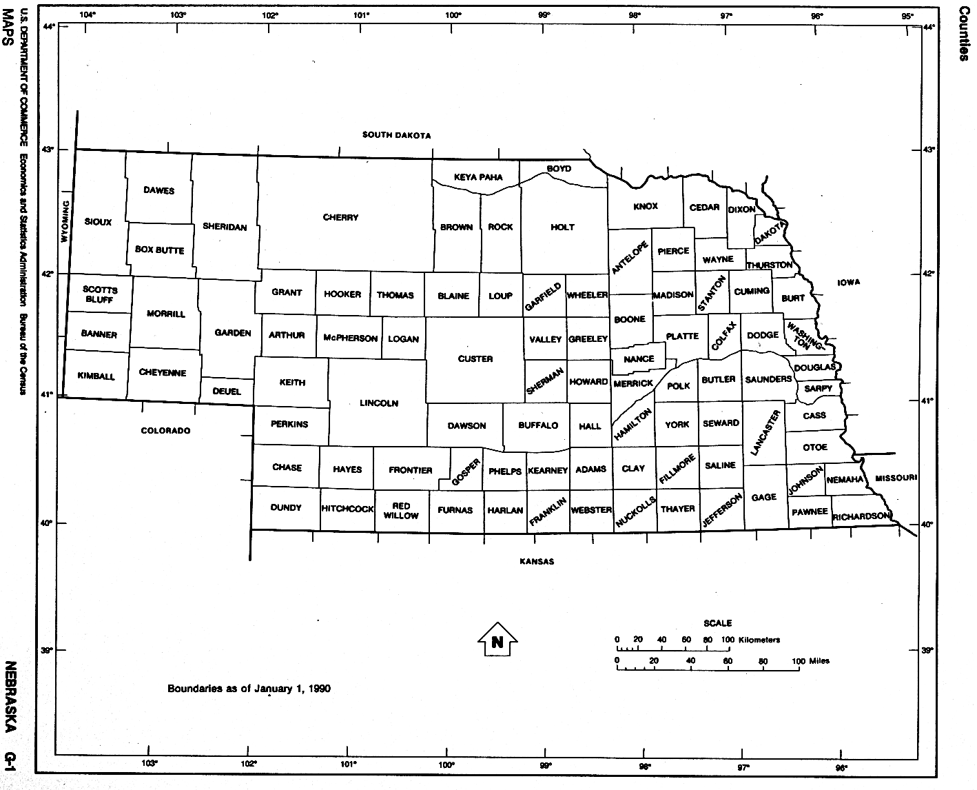 Nebraska Free Map