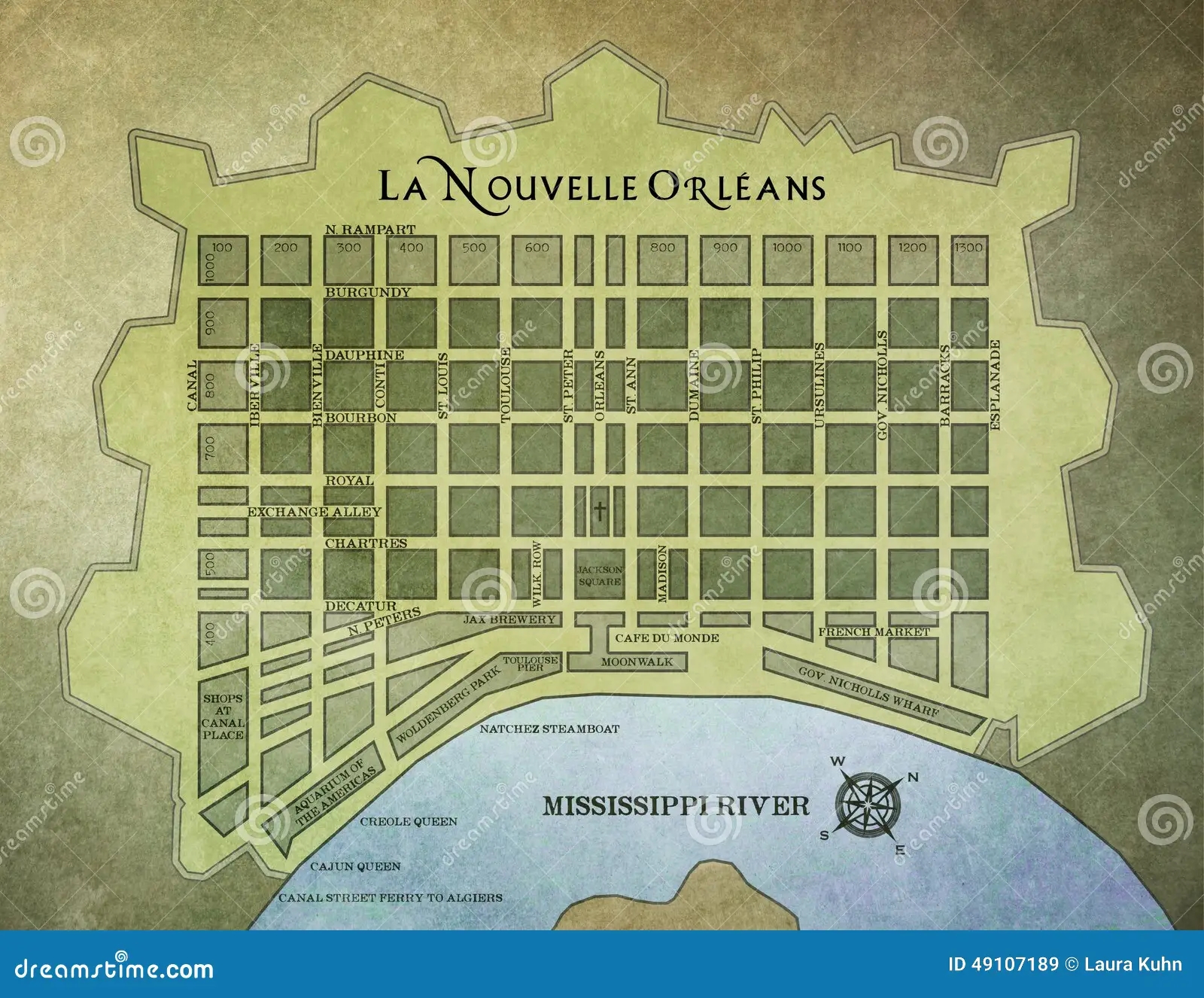 New Orleans French Quarter Map Editorial Stock Image Image Of City French 49107189