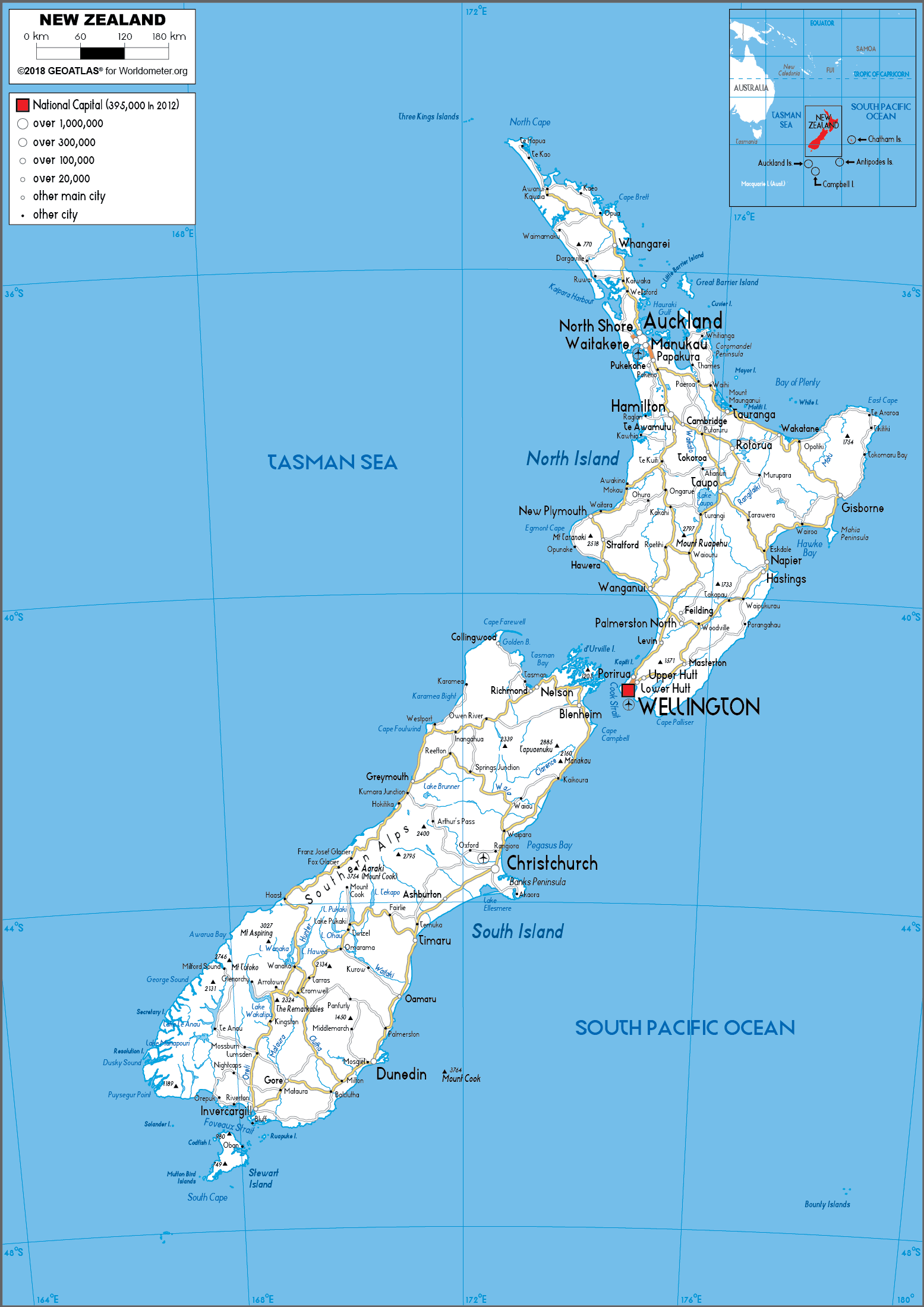 New Zealand Map Road Worldometer Worksheets Library