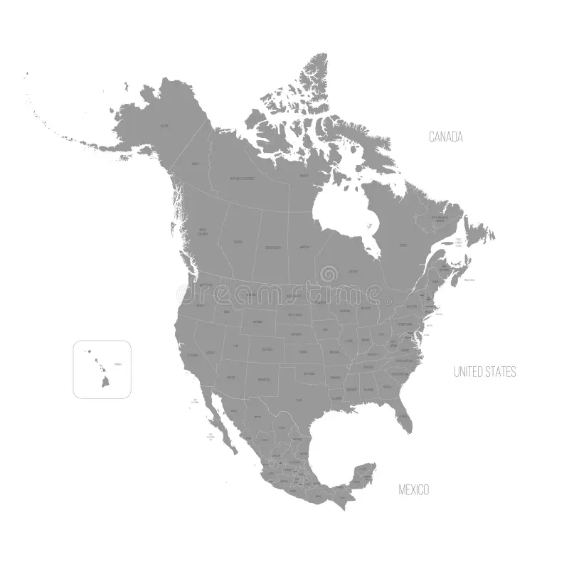 Blank Printable Map Of North America