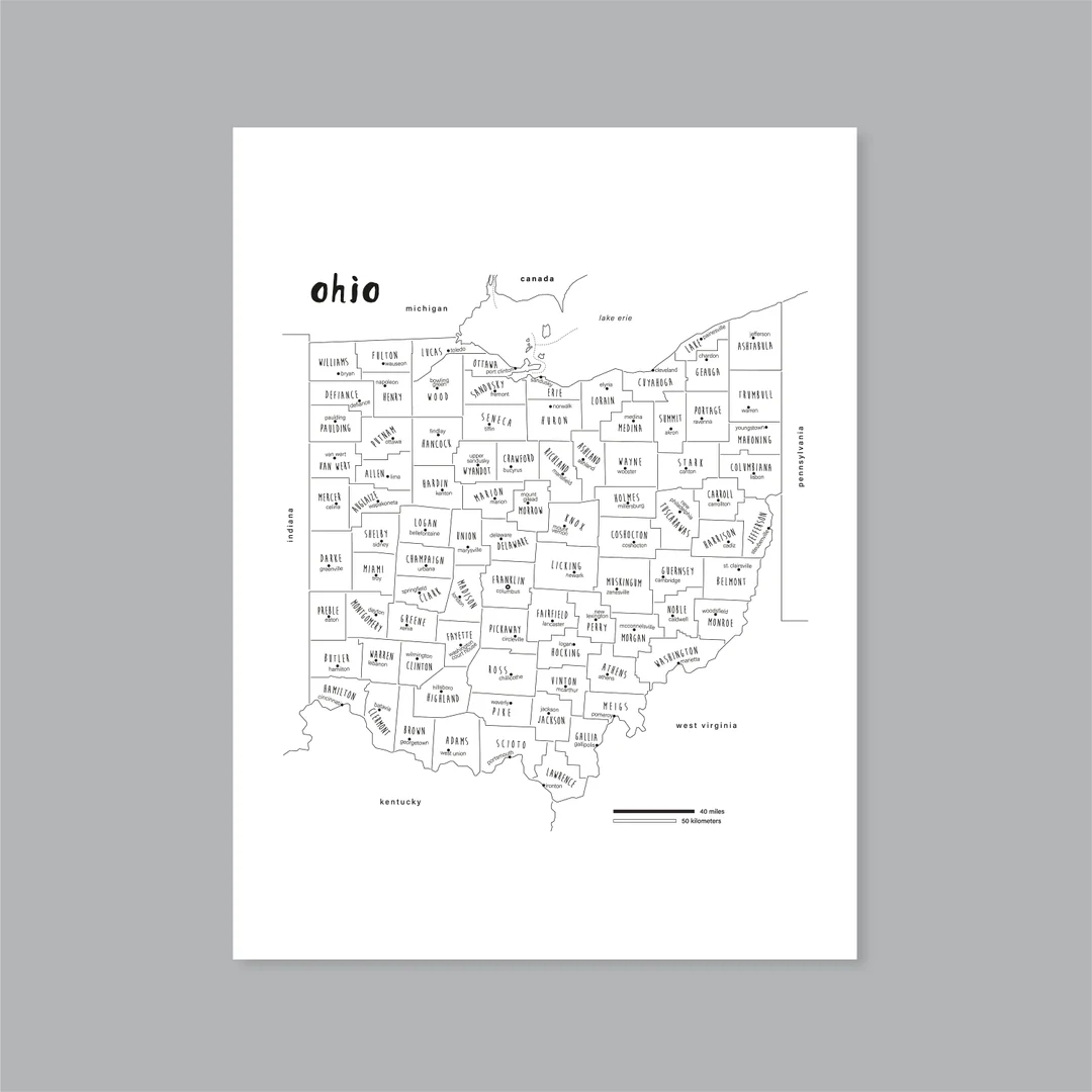 Printable Ohio County Map