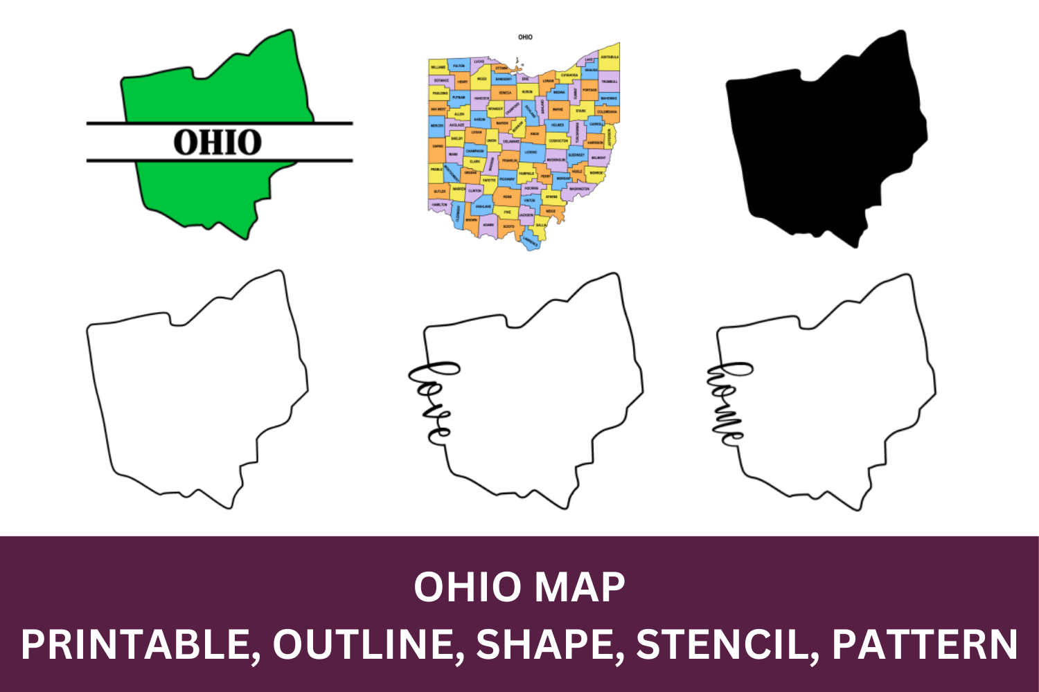 Ohio Map Outline Printable State Shape Stencil Pattern Outline Printable State Shape Stencil Pattern