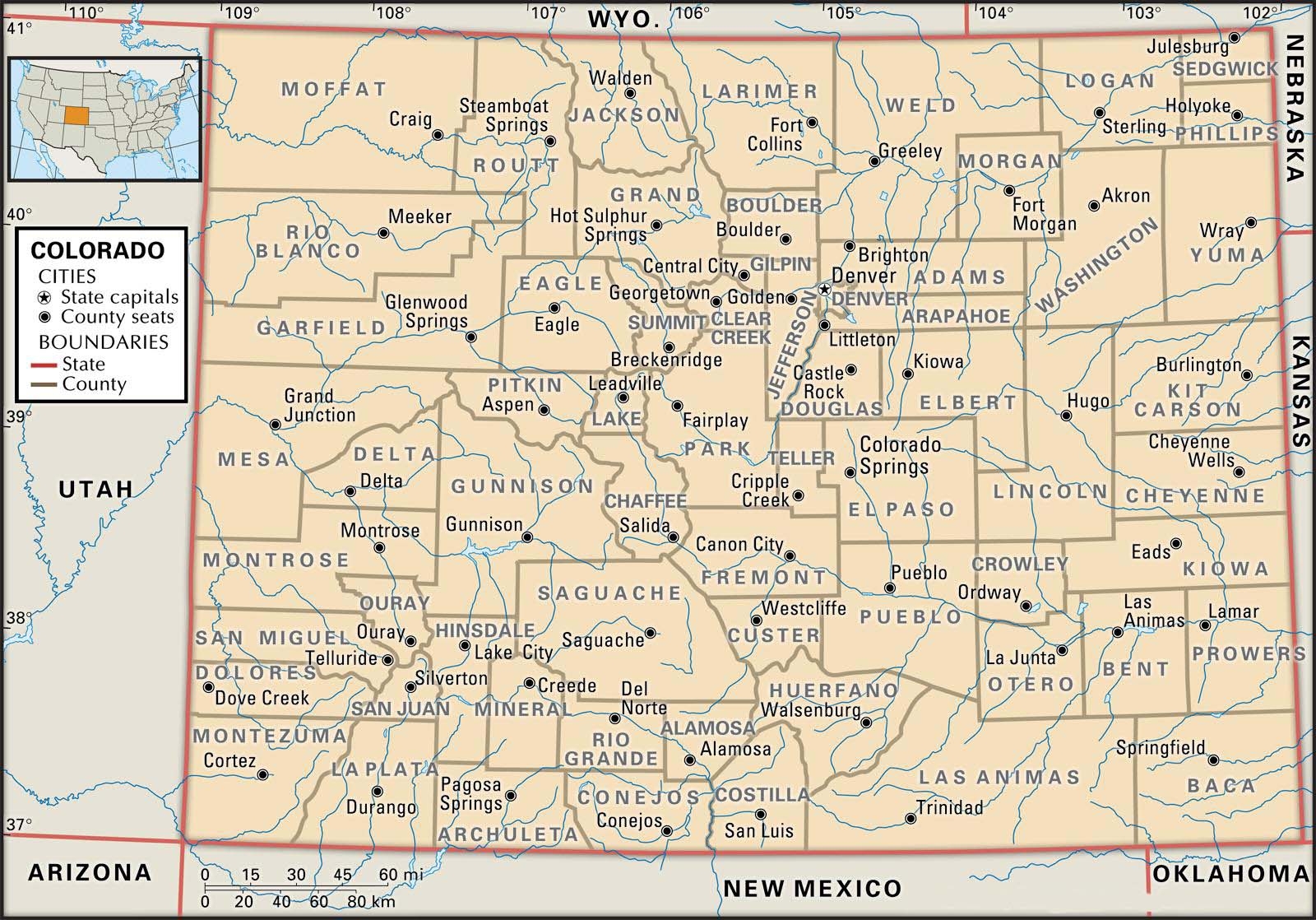 Old Historical City County And State Maps Of Colorado