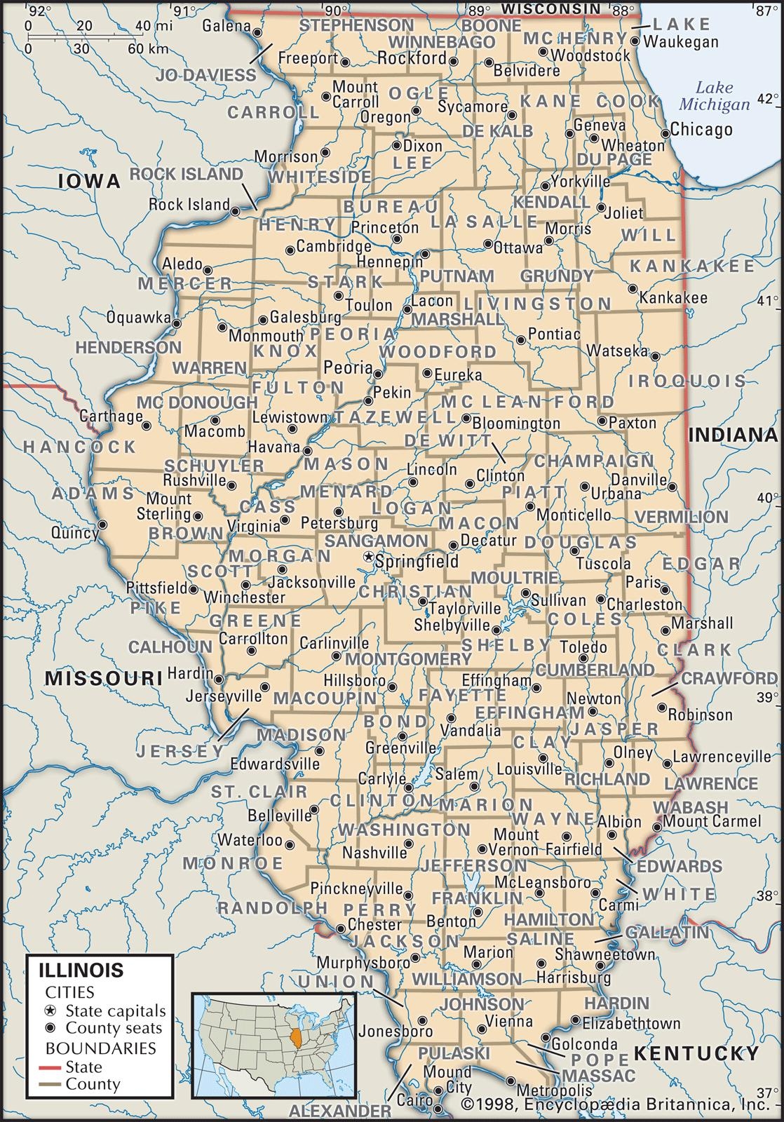 Old Historical City County And State Maps Of Illinios
