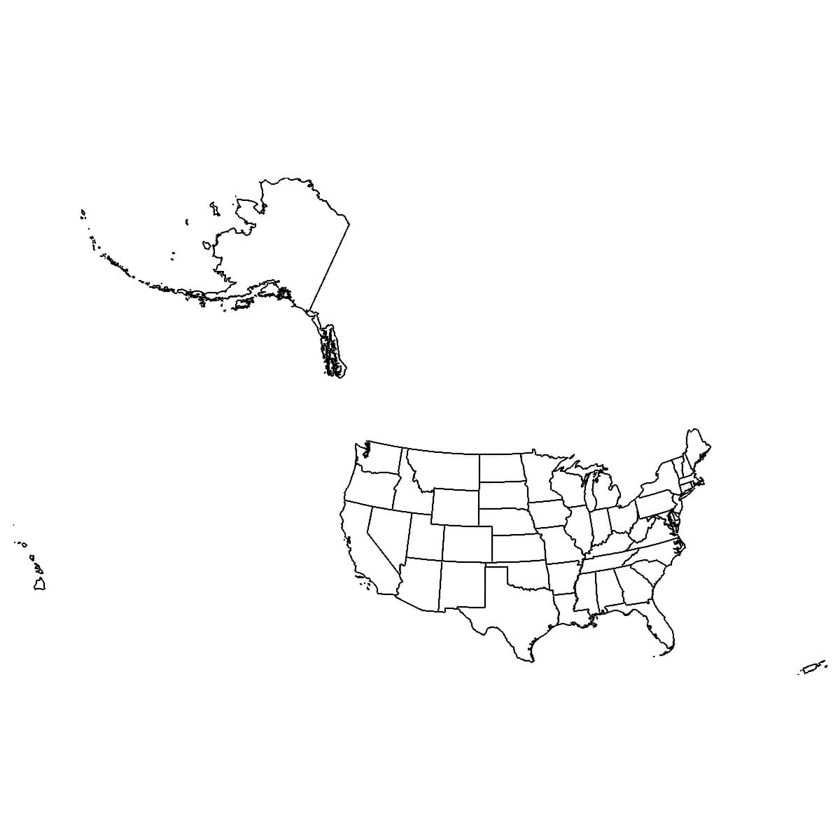 Outline Map Of USA With States High Quality Vector Raster Maps