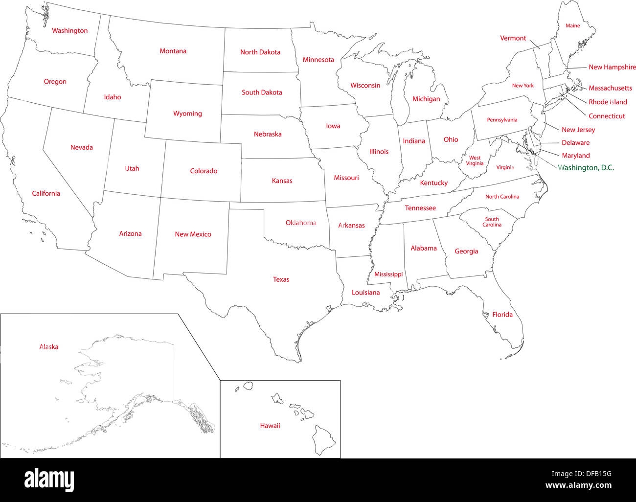 Outline USA Map Stock Photo Alamy