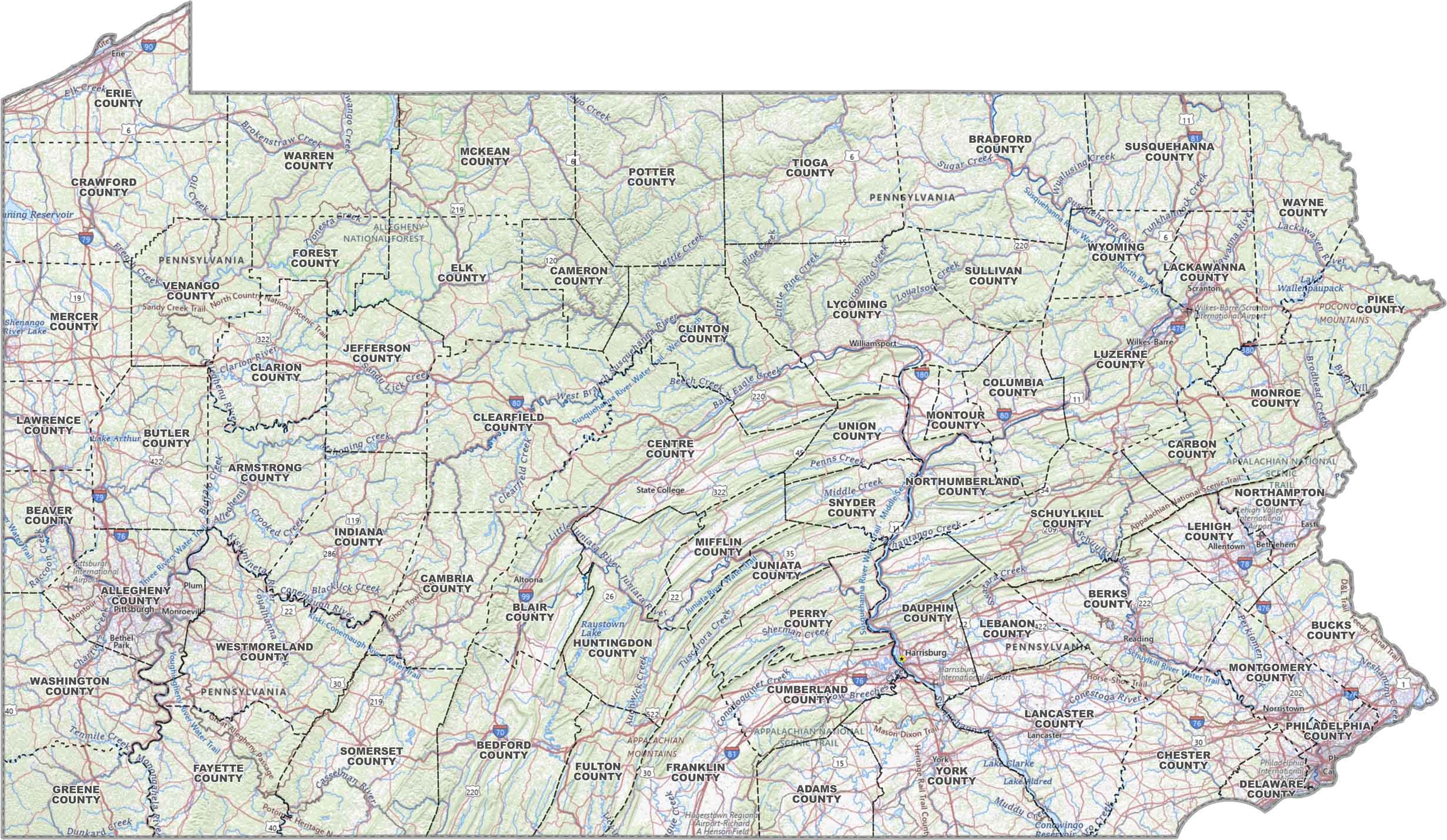Pennsylvania County Map US County Maps