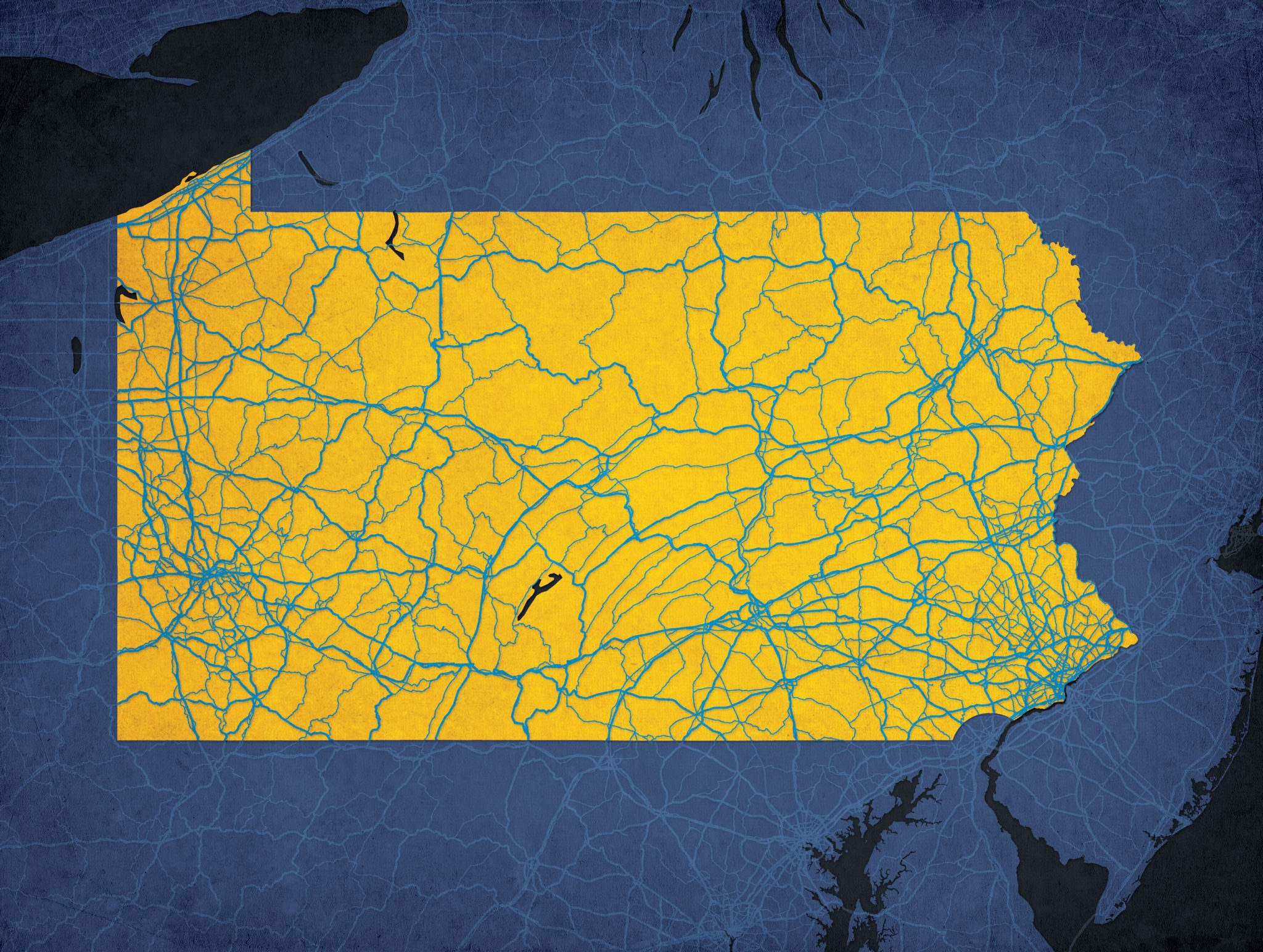 Pennsylvania Map Art By City Prints The Map Shop